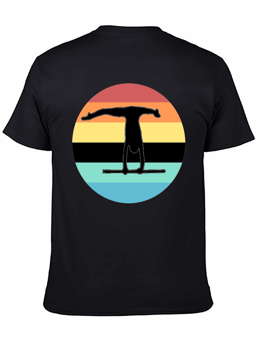 Gymnast Silhouette Sunset Graphic Tee - Black Cotton Blend
