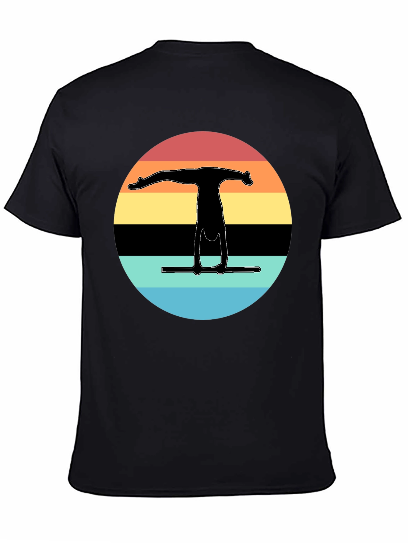 Gymnast Silhouette Sunset Graphic Tee - Black Cotton Blend