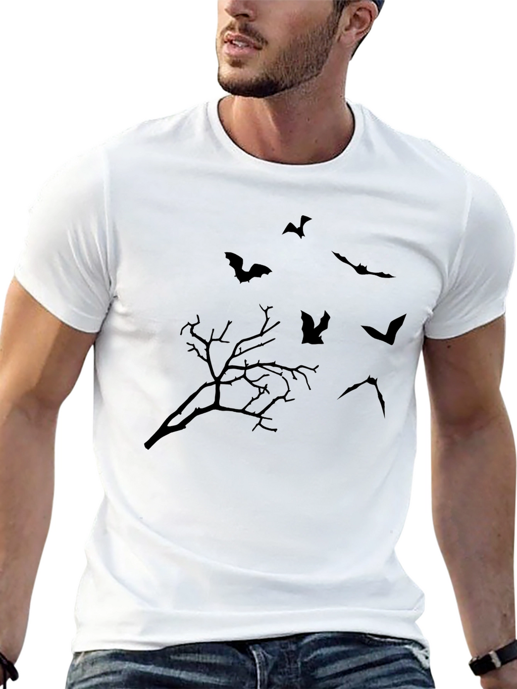 Halloween Bat & Tree Graphic Tee