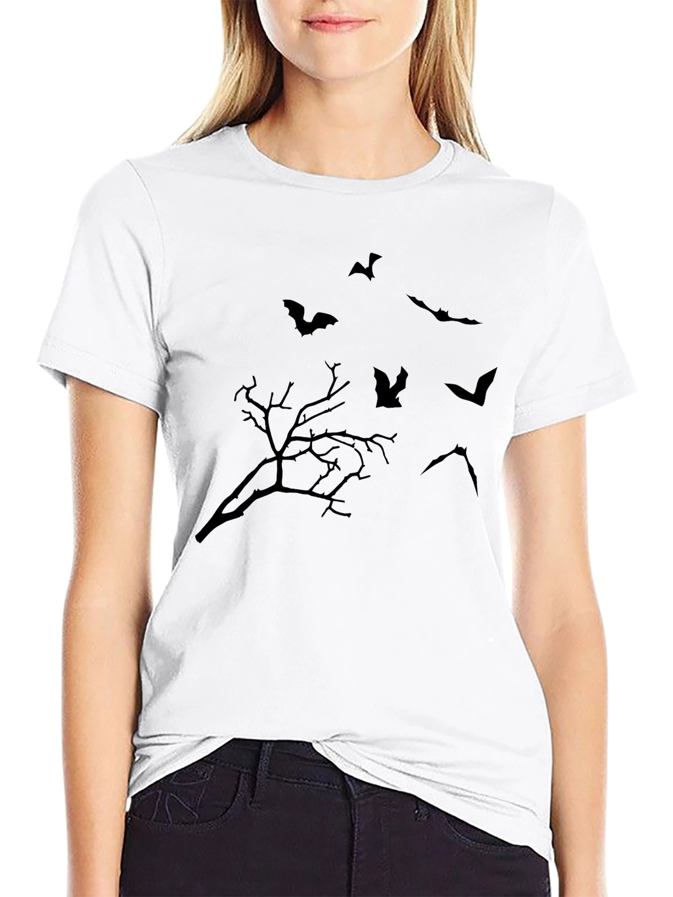 Halloween Bat & Tree Graphic Tee