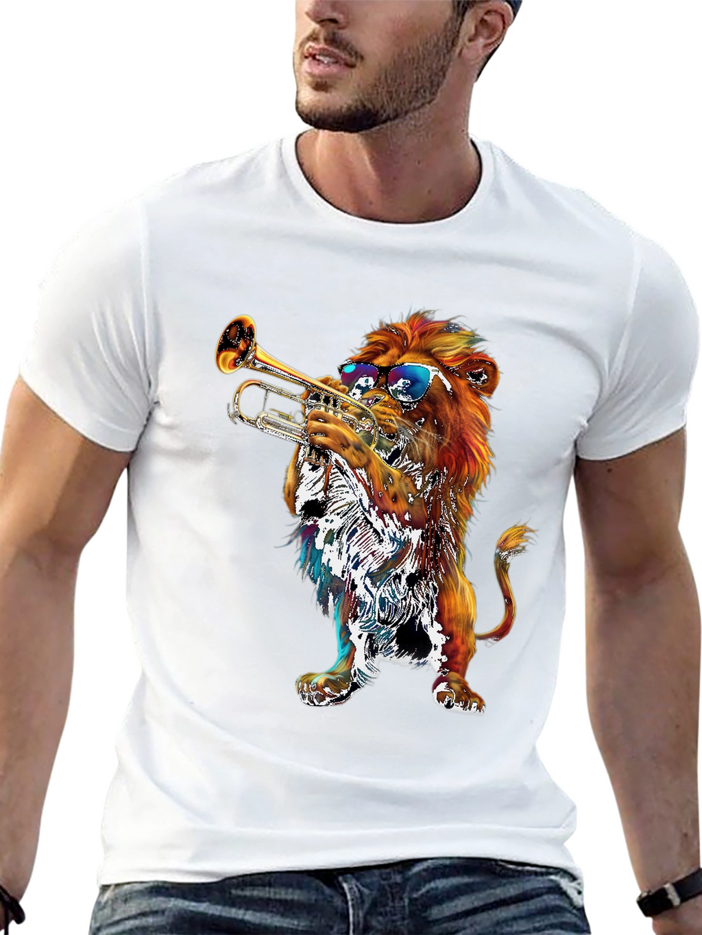 Lion Trumpet T-Shirt - Cool Graphic Tee