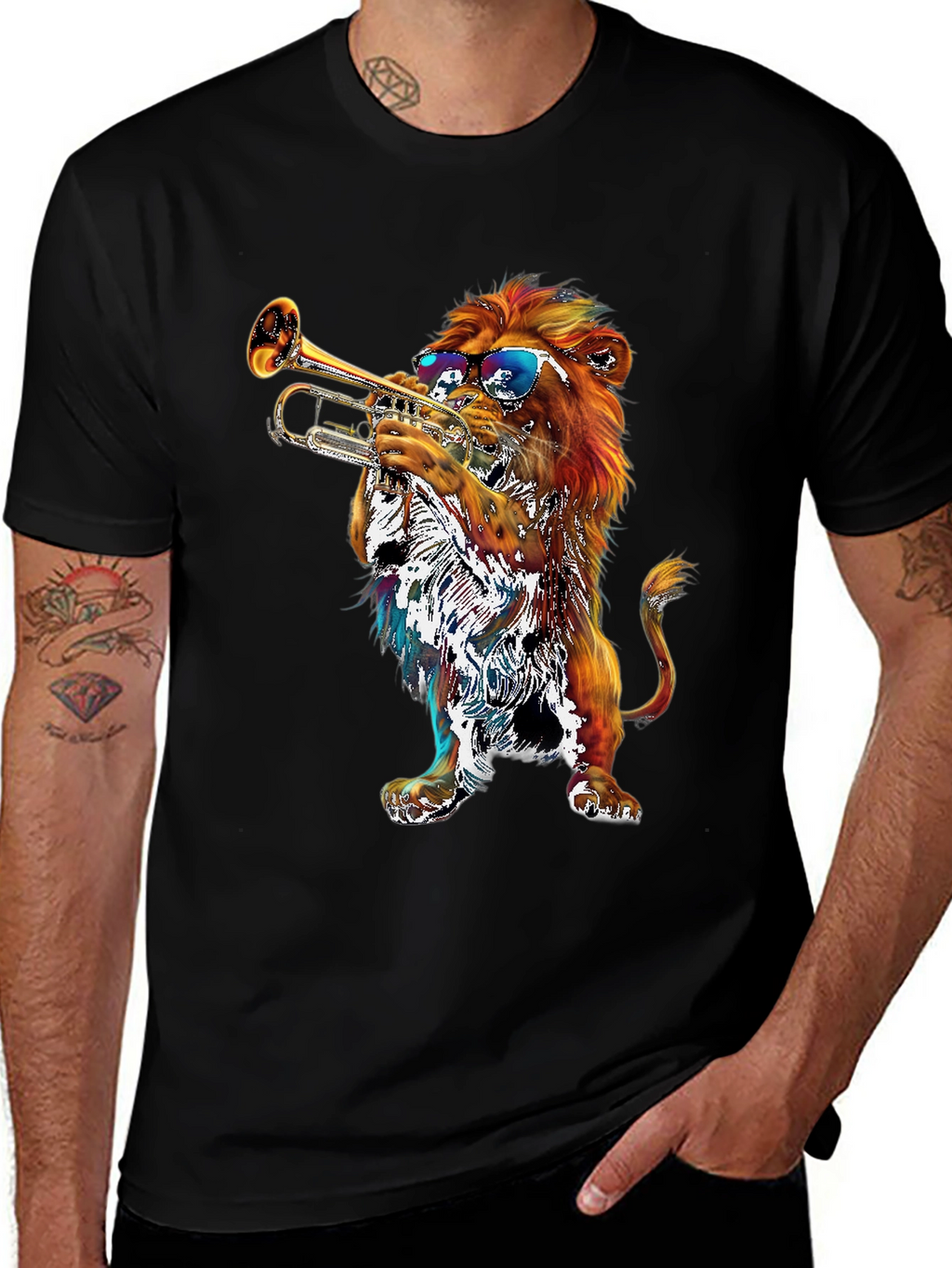Lion Trumpet T-Shirt - Cool Graphic Tee