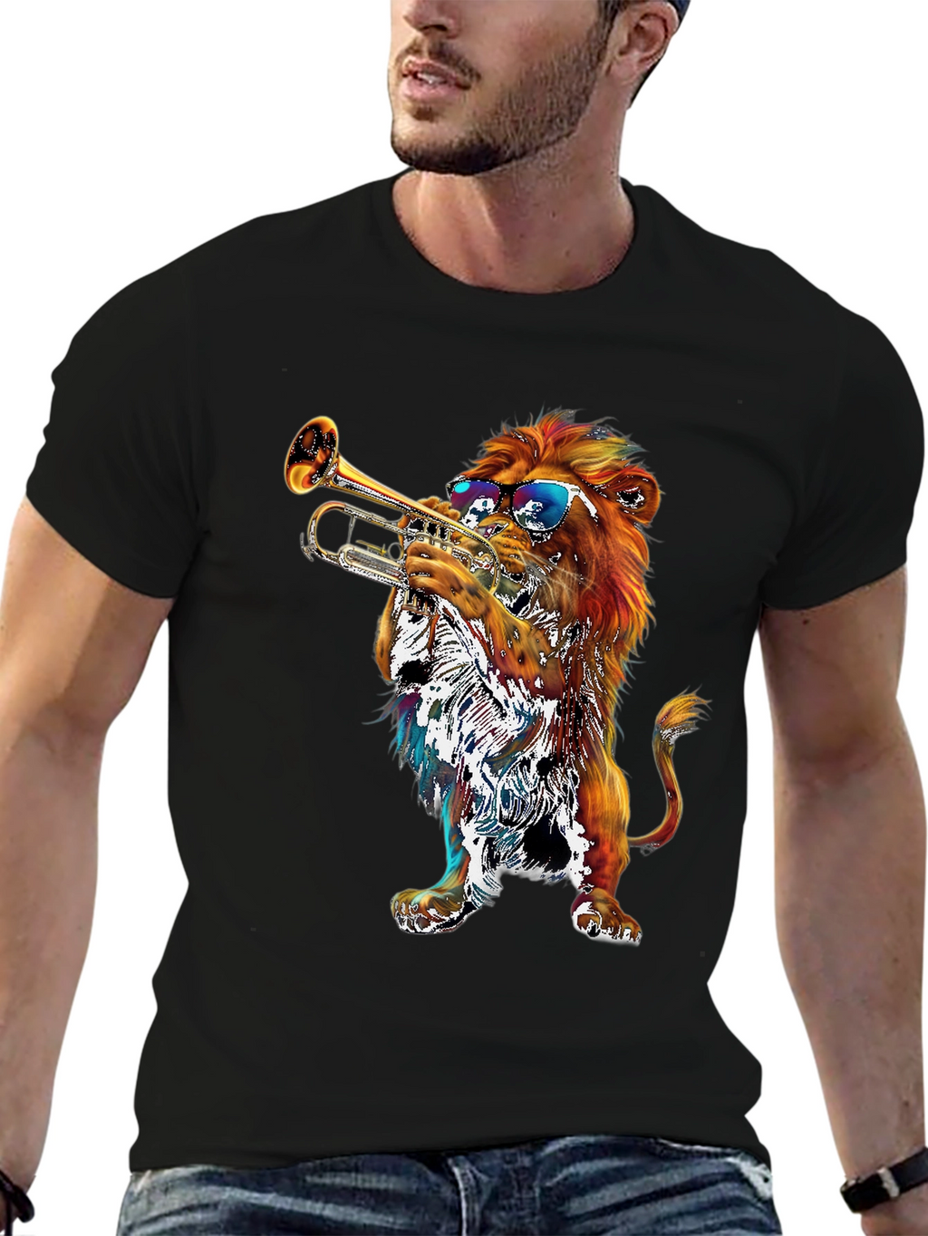 Lion Trumpet T-Shirt - Cool Graphic Tee