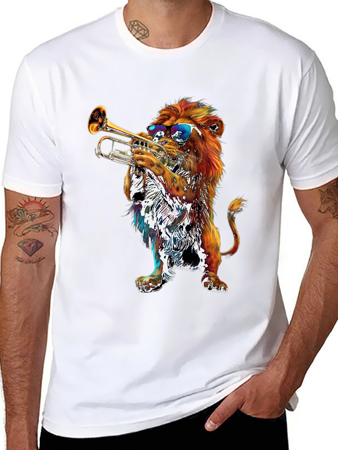 Lion Trumpet T-Shirt - Cool Graphic Tee