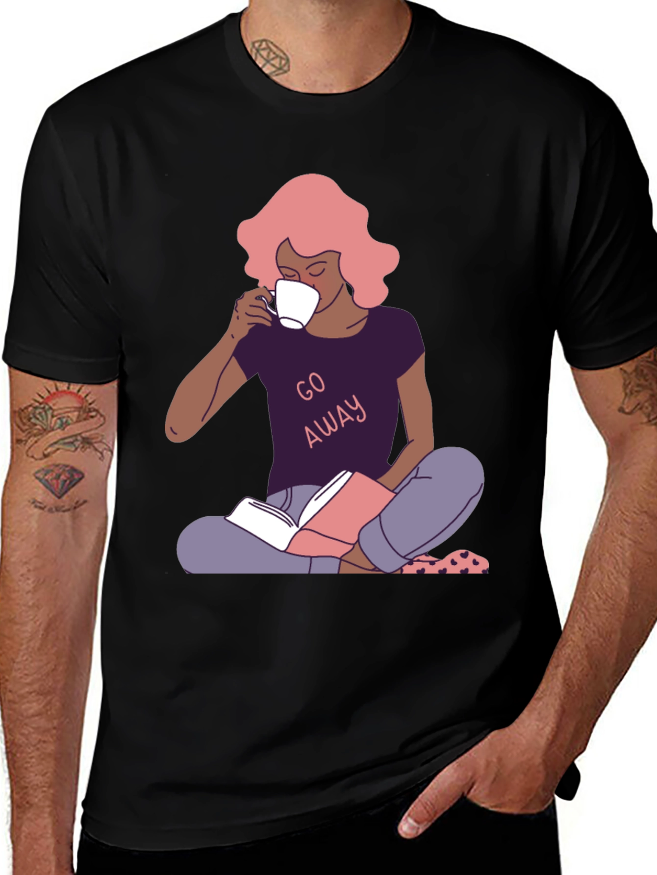 Go Away T-Shirt - Reader Girl with Coffee