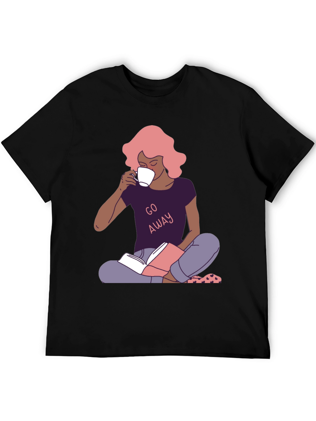 Go Away T-Shirt - Reader Girl with Coffee