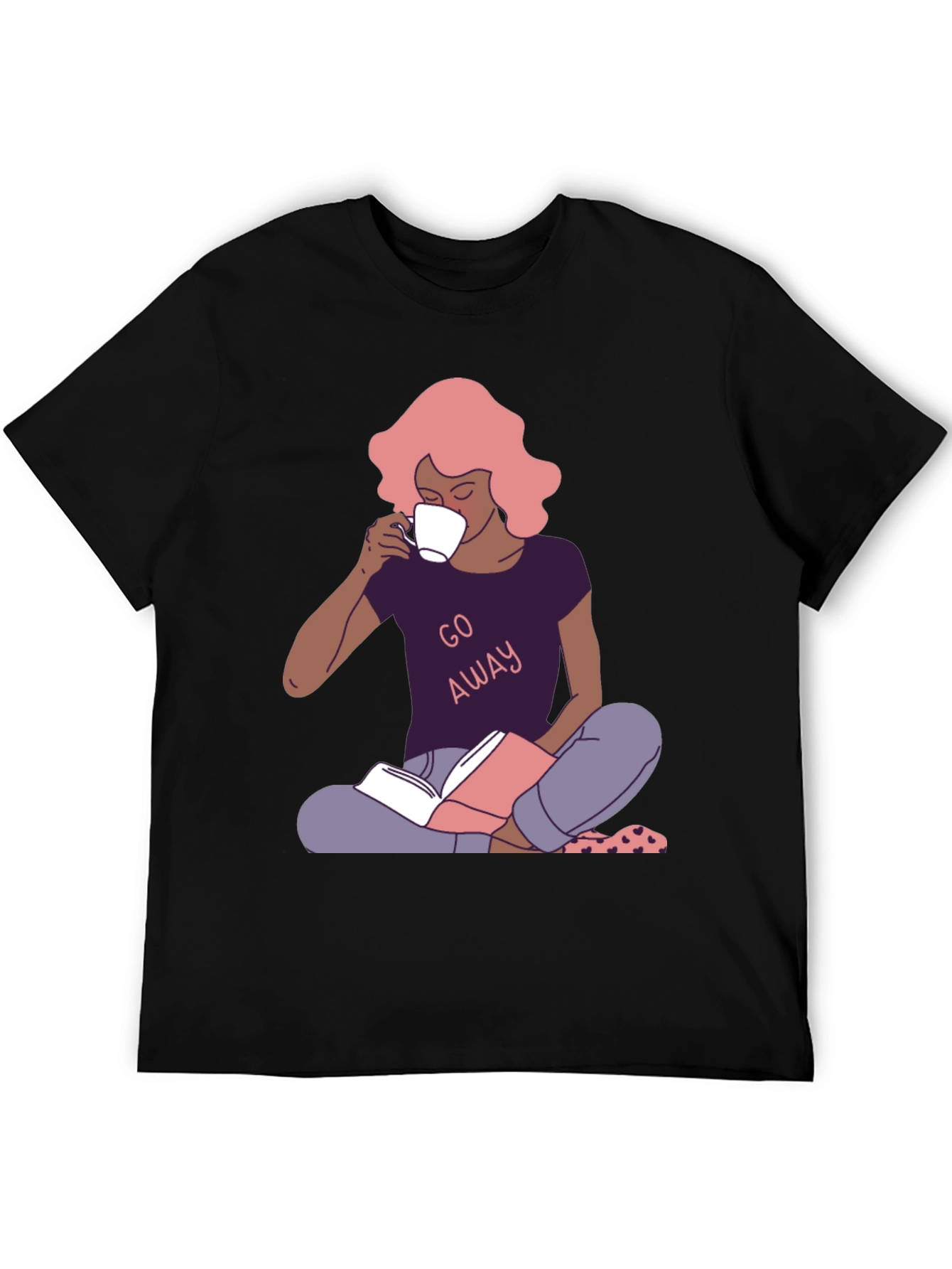 Go Away T-Shirt - Reader Girl with Coffee