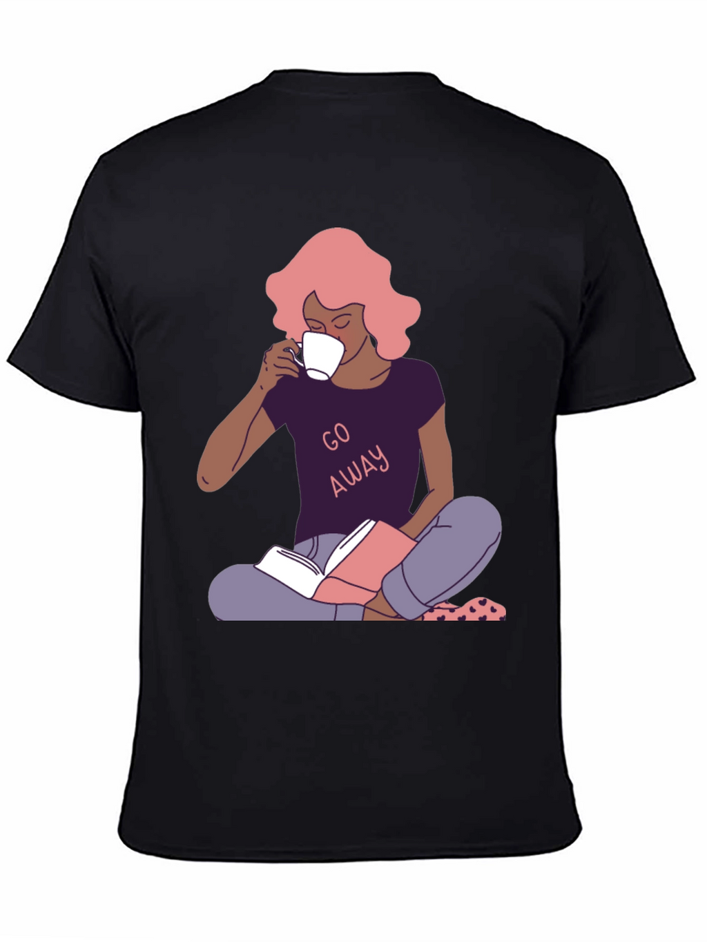 Go Away T-Shirt - Reader Girl with Coffee