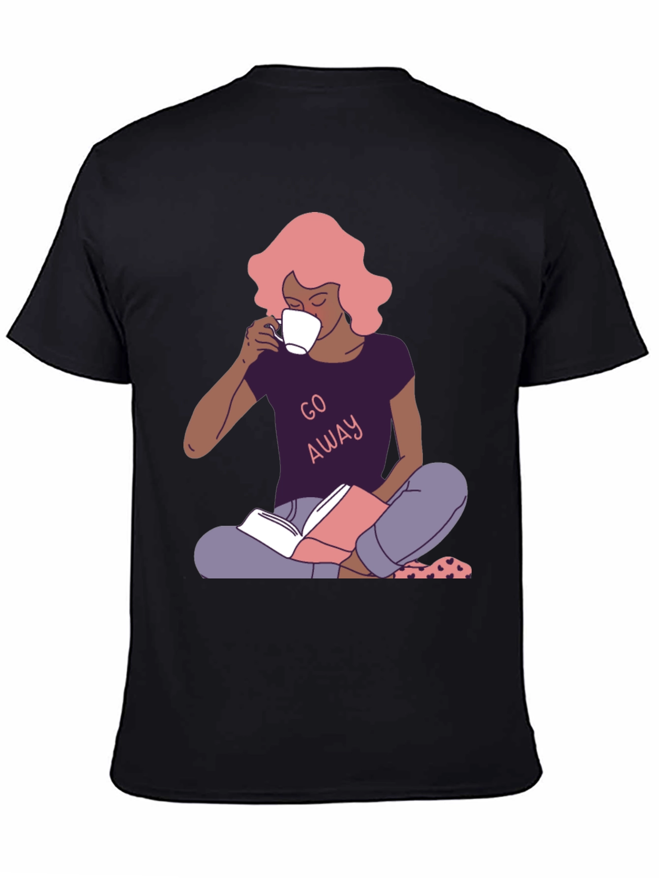 Go Away T-Shirt - Reader Girl with Coffee