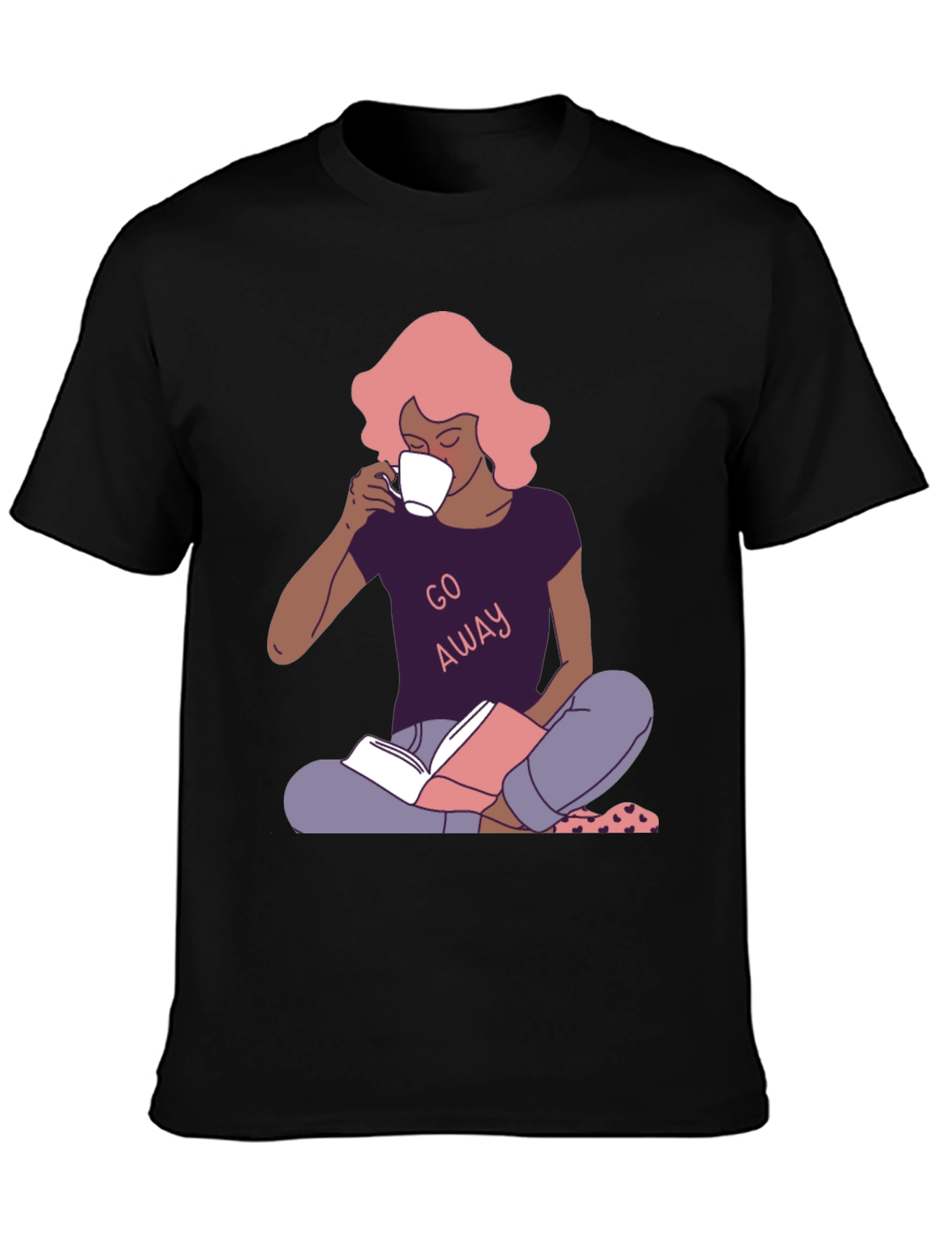 Go Away T-Shirt - Reader Girl with Coffee