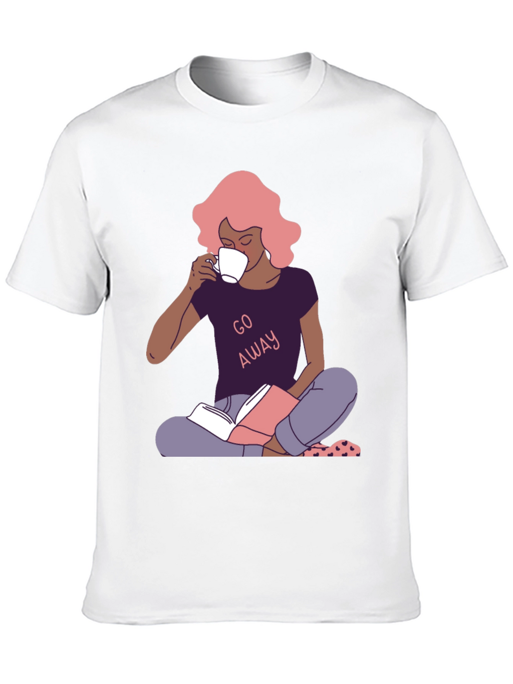 Go Away T-Shirt - Reader Girl with Coffee