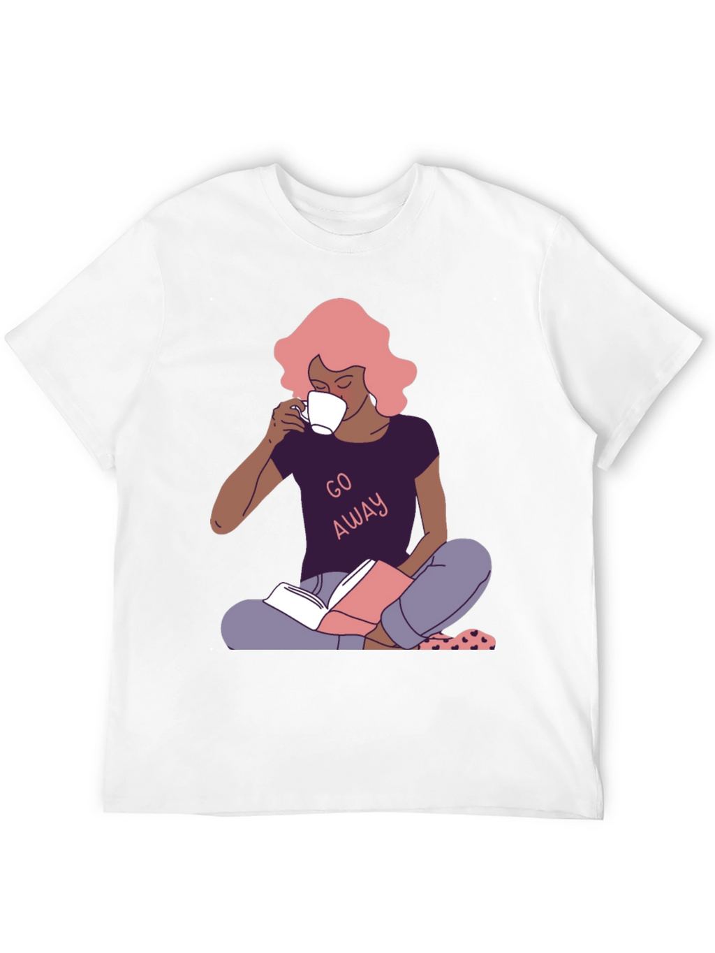 Go Away T-Shirt - Reader Girl with Coffee
