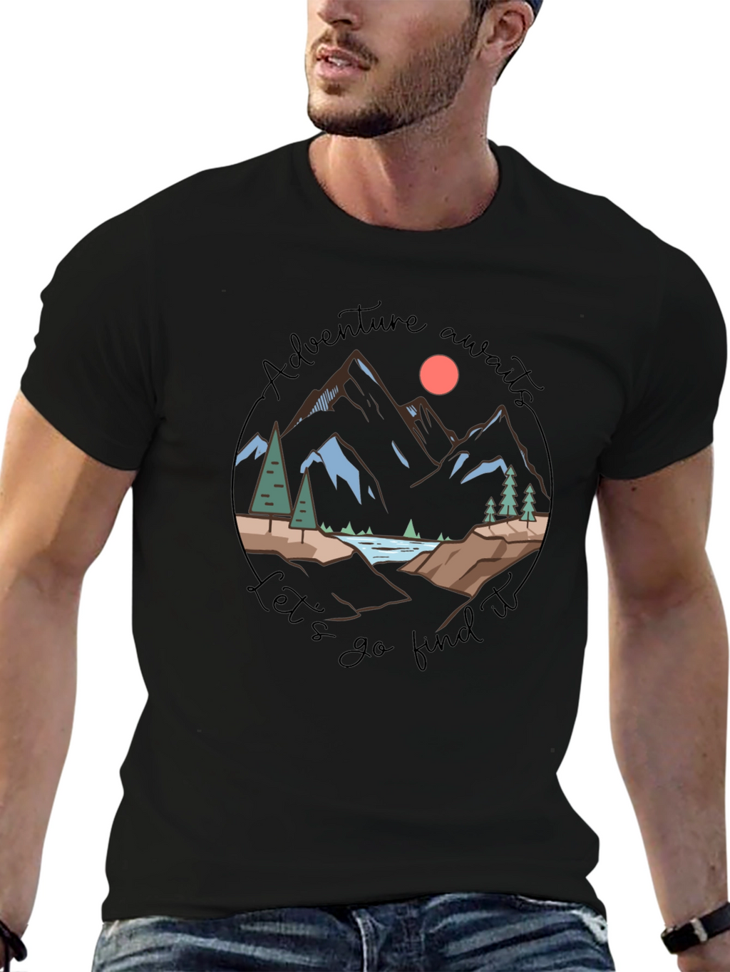 Adventure Awaits Graphic Tee - Black