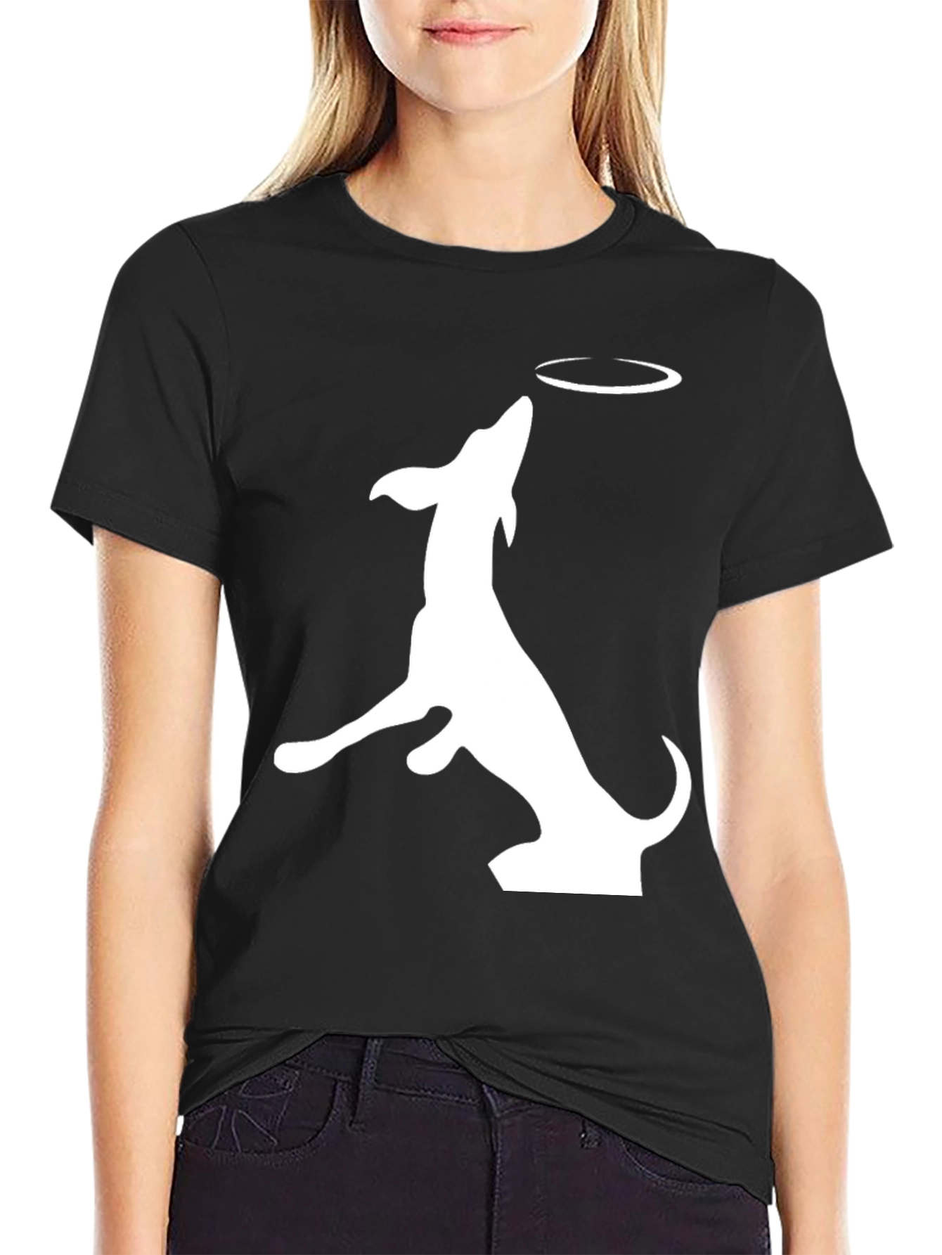 Dog Catching Frisbee Graphic Tee