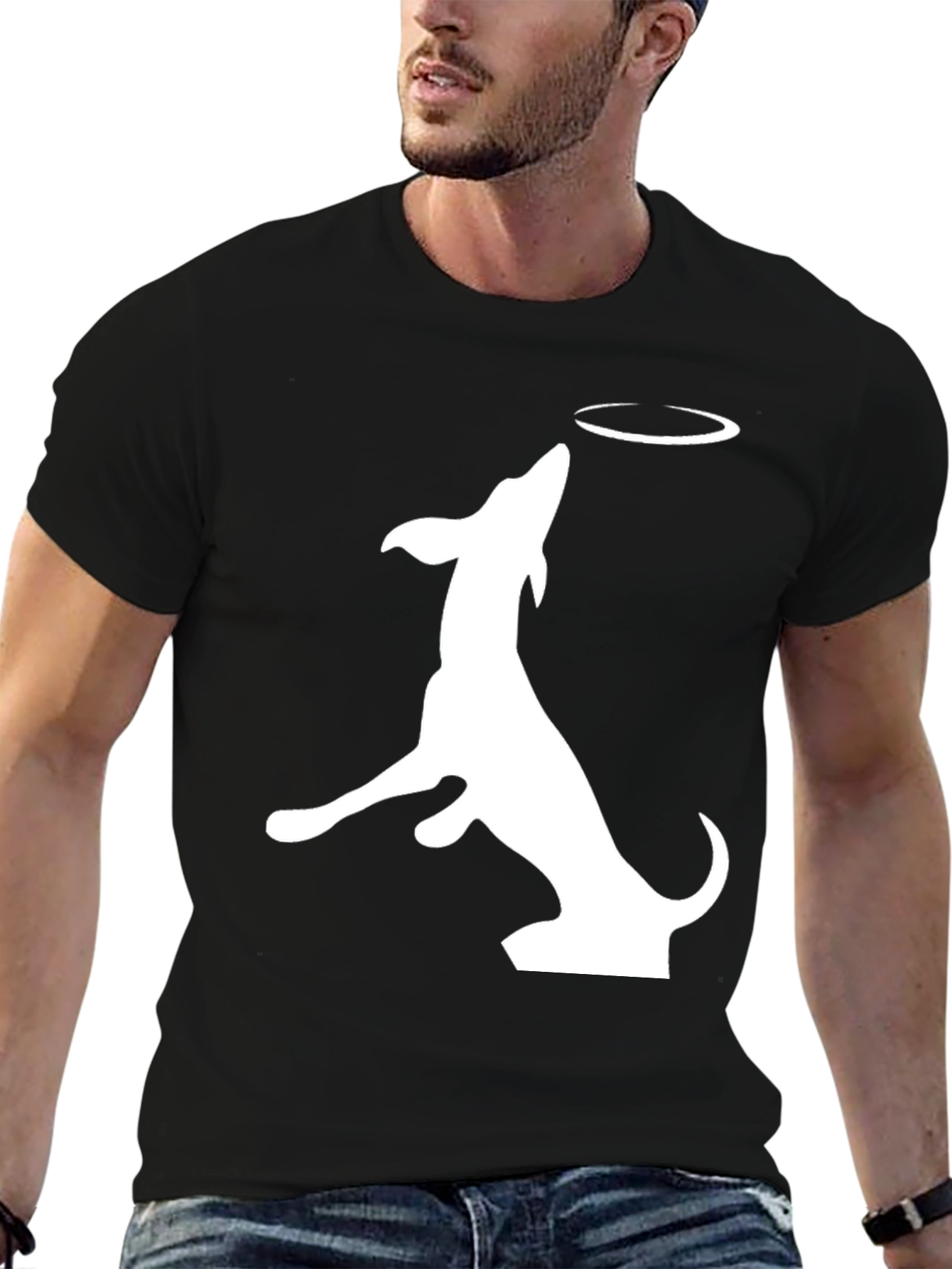 Dog Catching Frisbee Graphic Tee
