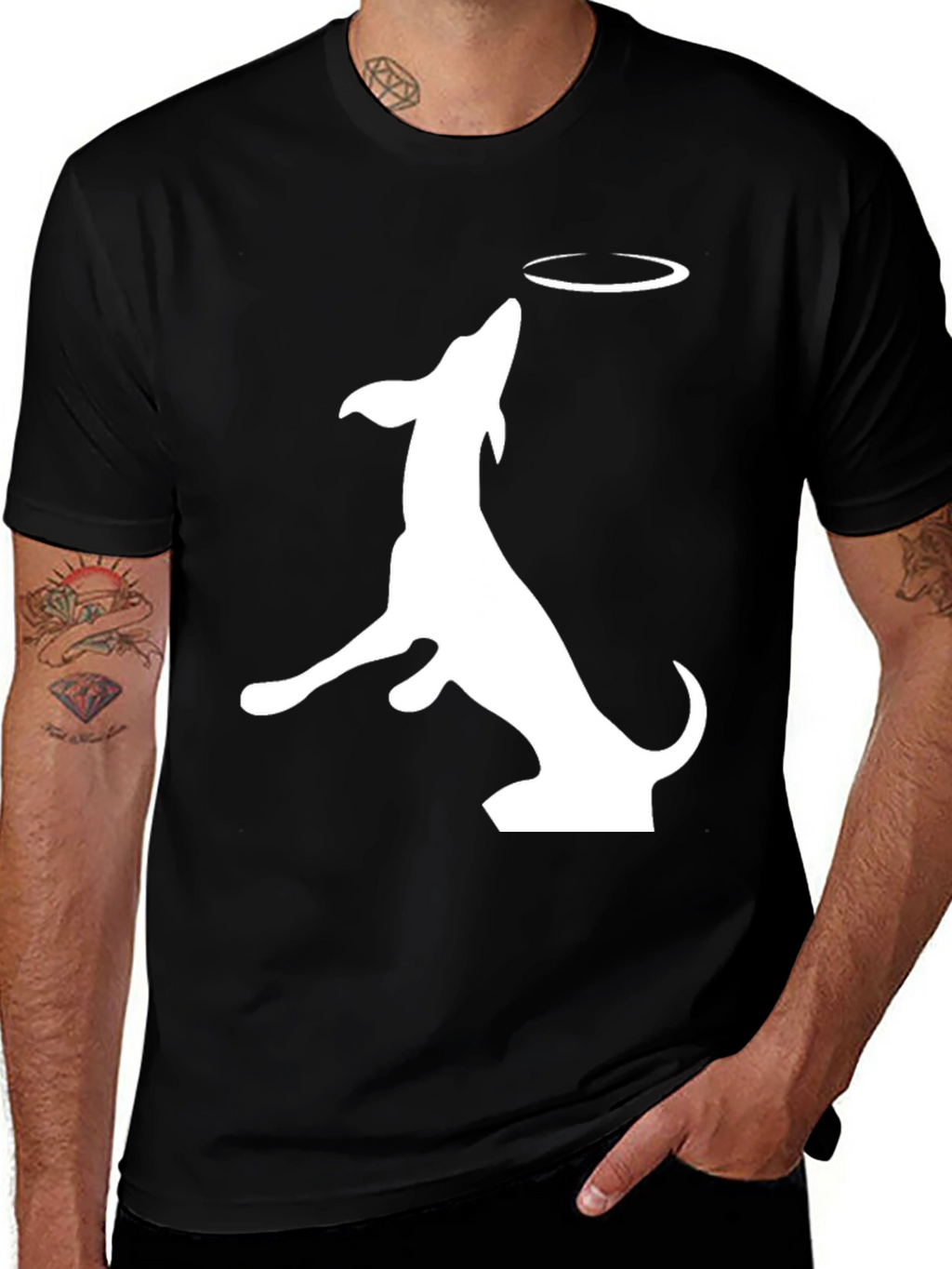 Dog Catching Frisbee Graphic Tee