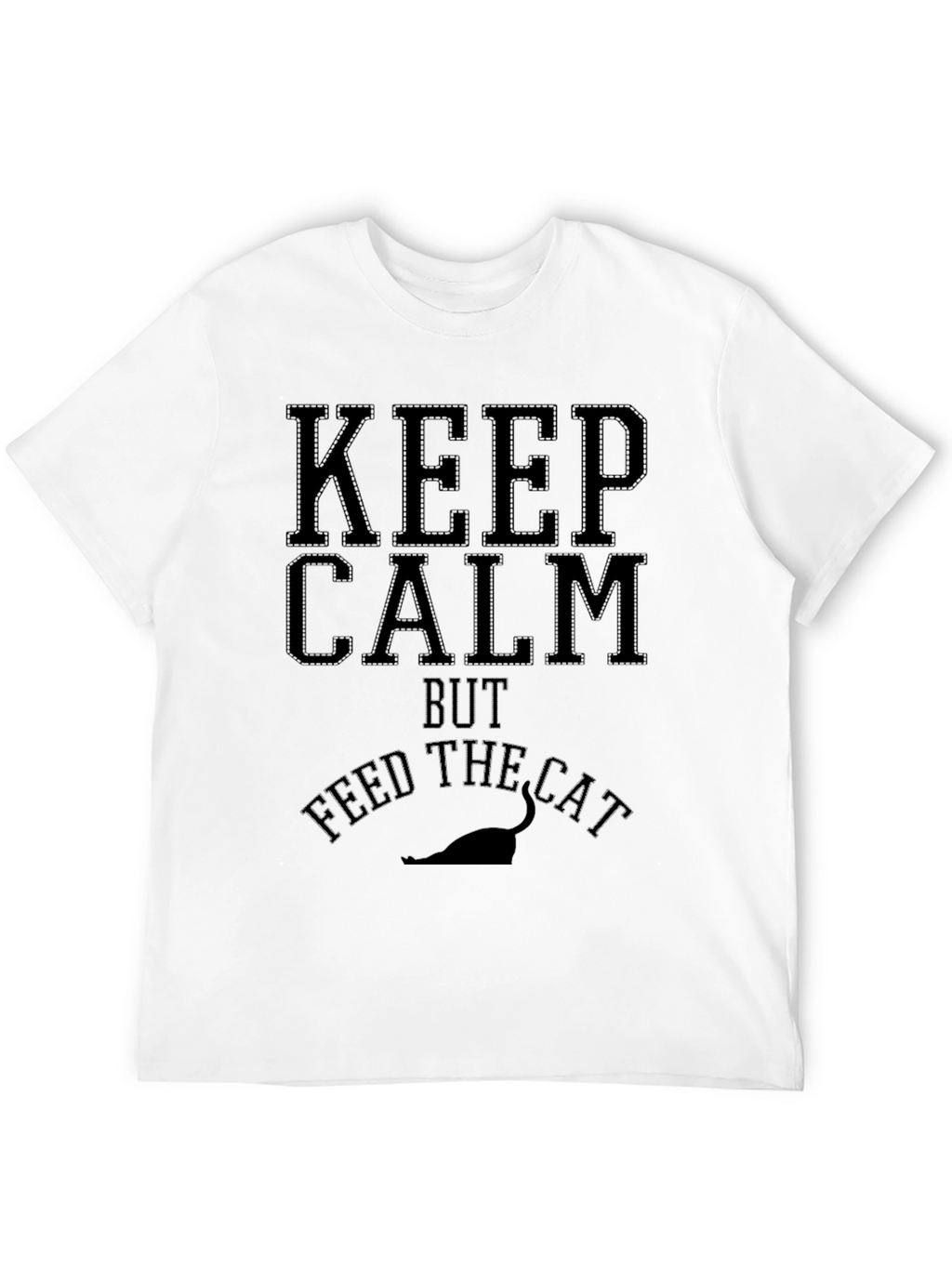Keep Calm Feed Cat Black Graphic Tee - Mens