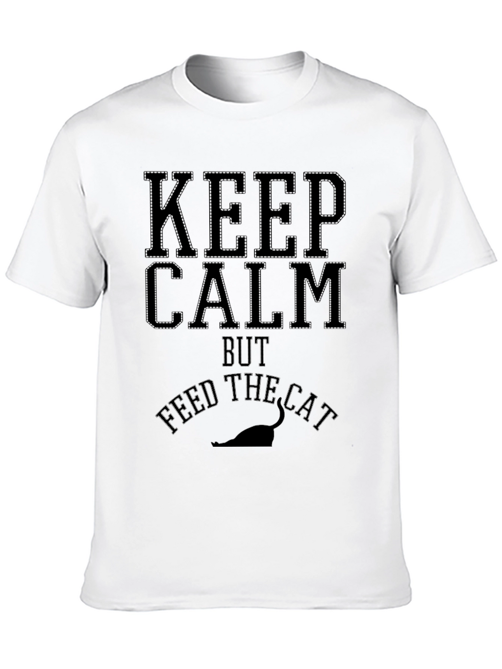 Keep Calm Feed Cat Black Graphic Tee - Mens