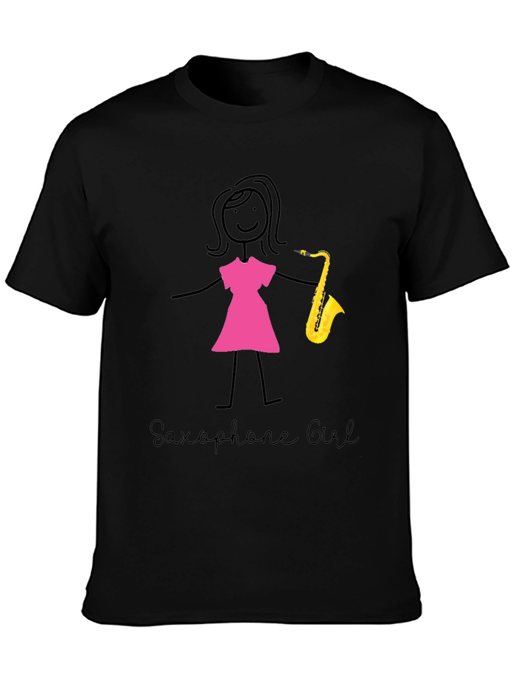 Saxophone Girl Graphic T-Shirt Cotton Tee Music Lover Gift