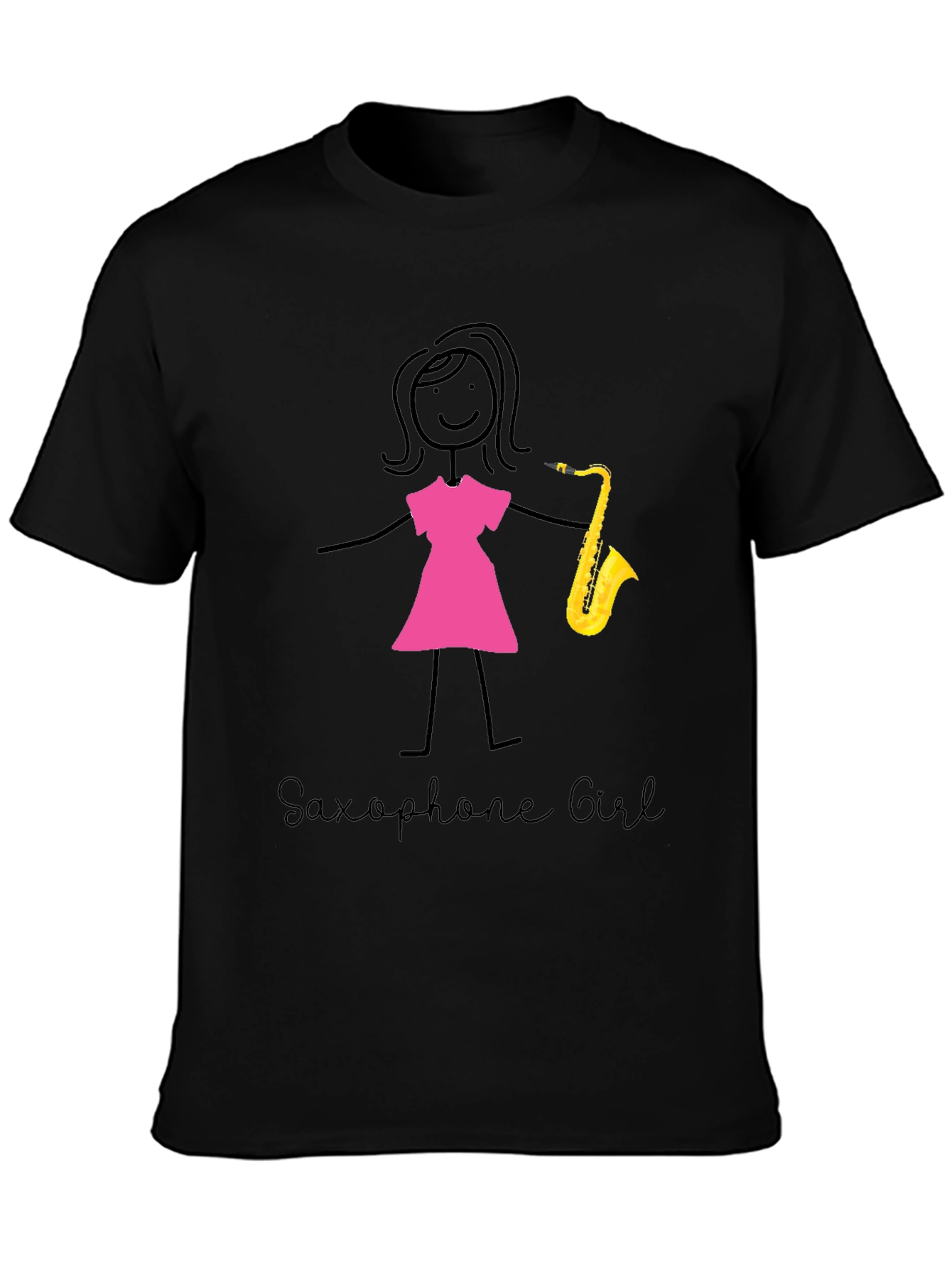 Saxophone Girl Graphic T-Shirt Cotton Tee Music Lover Gift