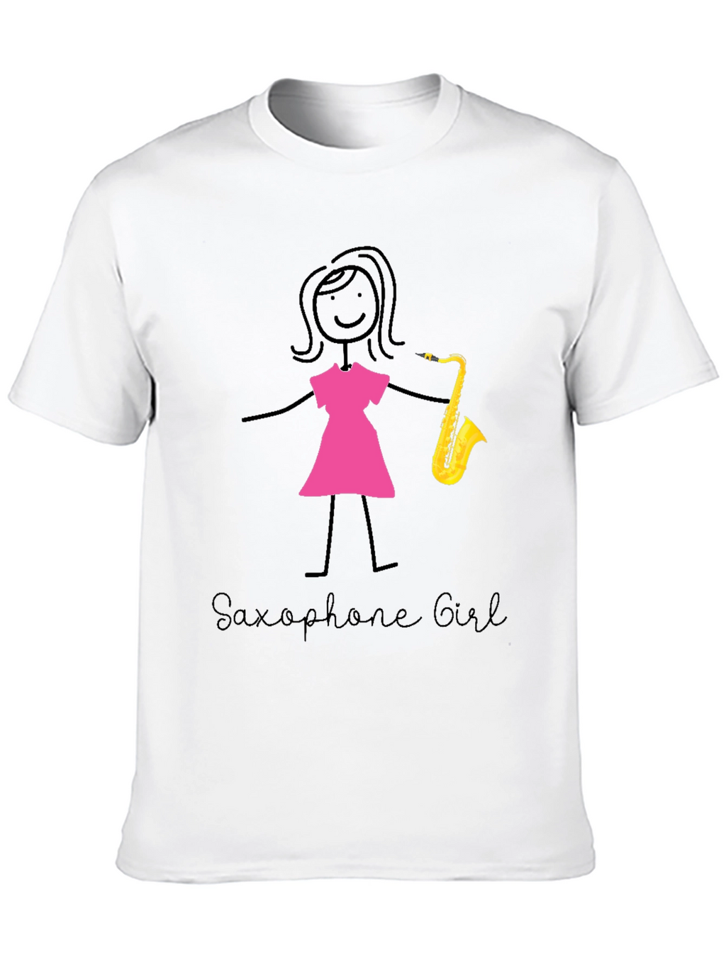 Saxophone Girl Graphic T-Shirt Cotton Tee Music Lover Gift