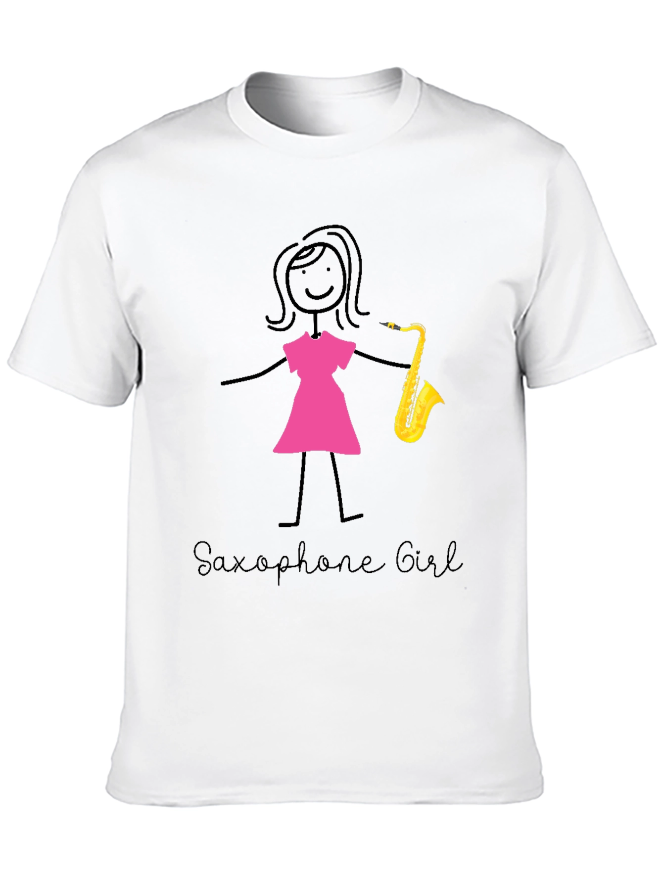 Saxophone Girl Graphic T-Shirt Cotton Tee Music Lover Gift