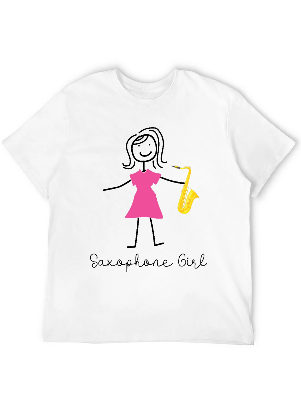 Saxophone Girl Graphic T-Shirt Cotton Tee Music Lover Gift