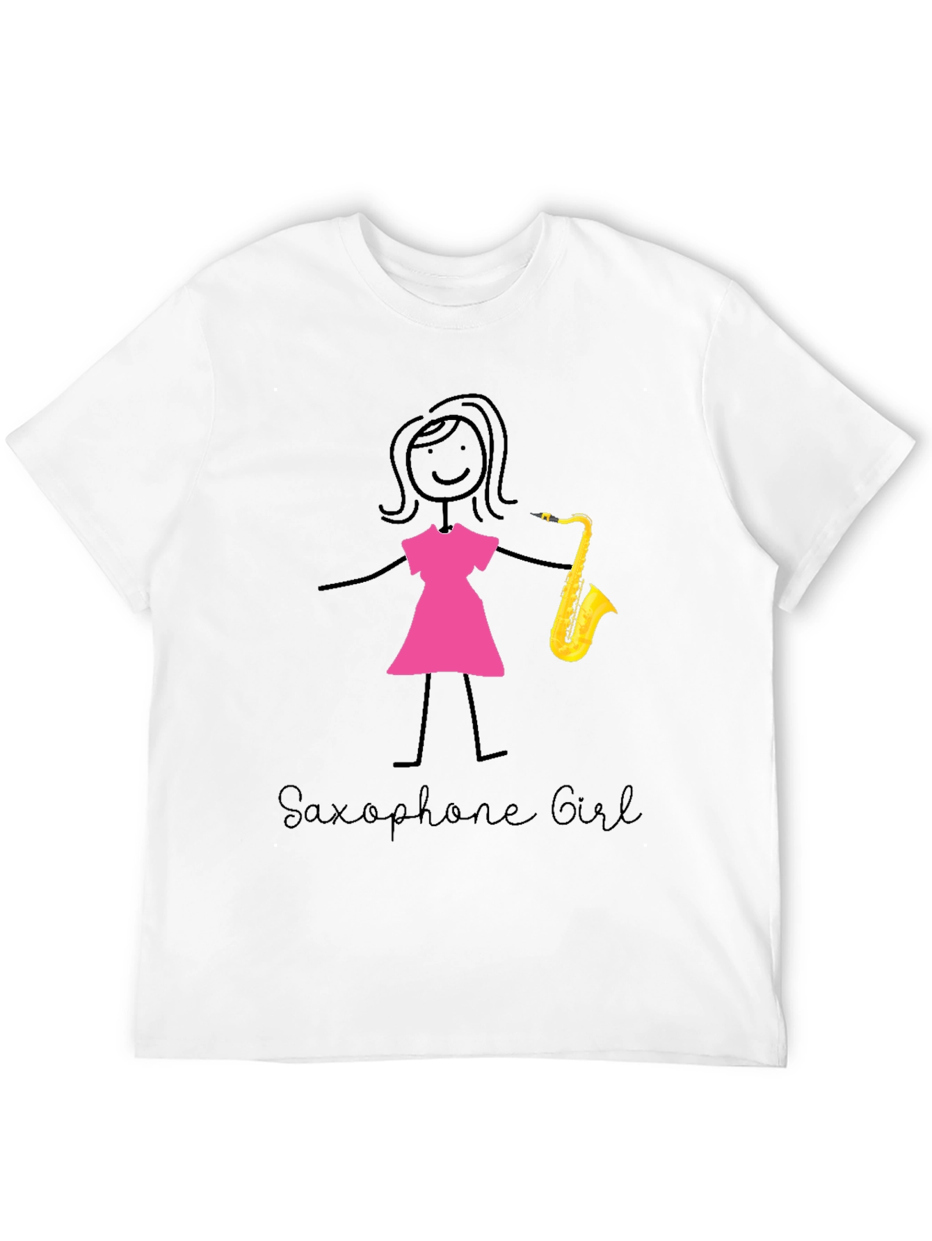 Saxophone Girl Graphic T-Shirt Cotton Tee Music Lover Gift