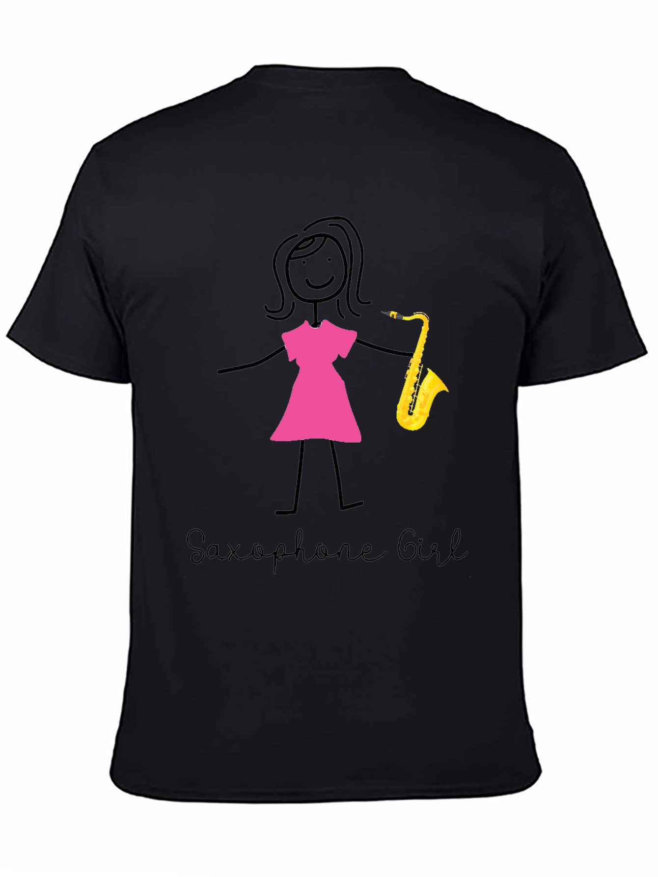 Saxophone Girl Graphic T-Shirt Cotton Tee Music Lover Gift