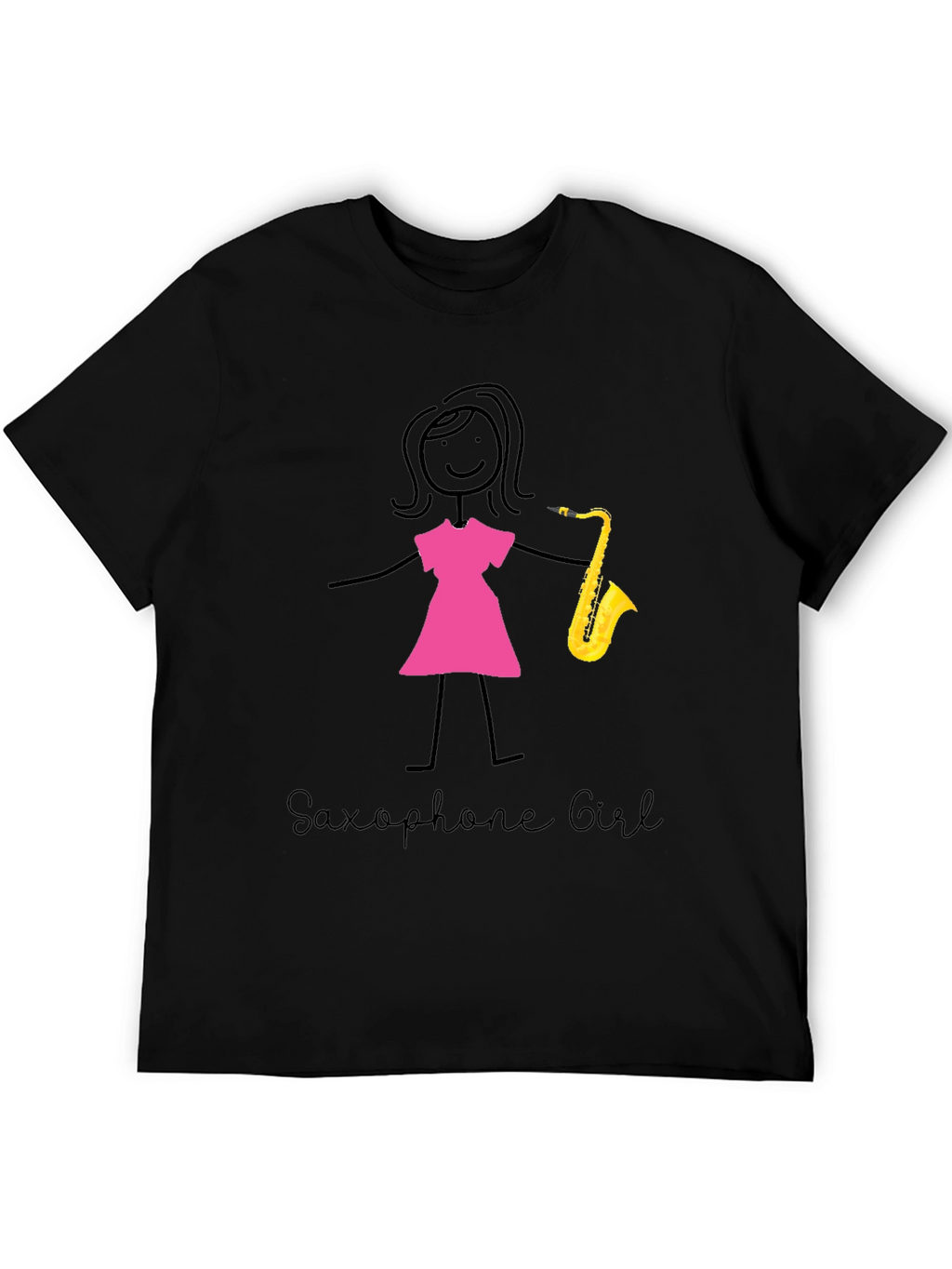 Saxophone Girl Graphic T-Shirt Cotton Tee Music Lover Gift