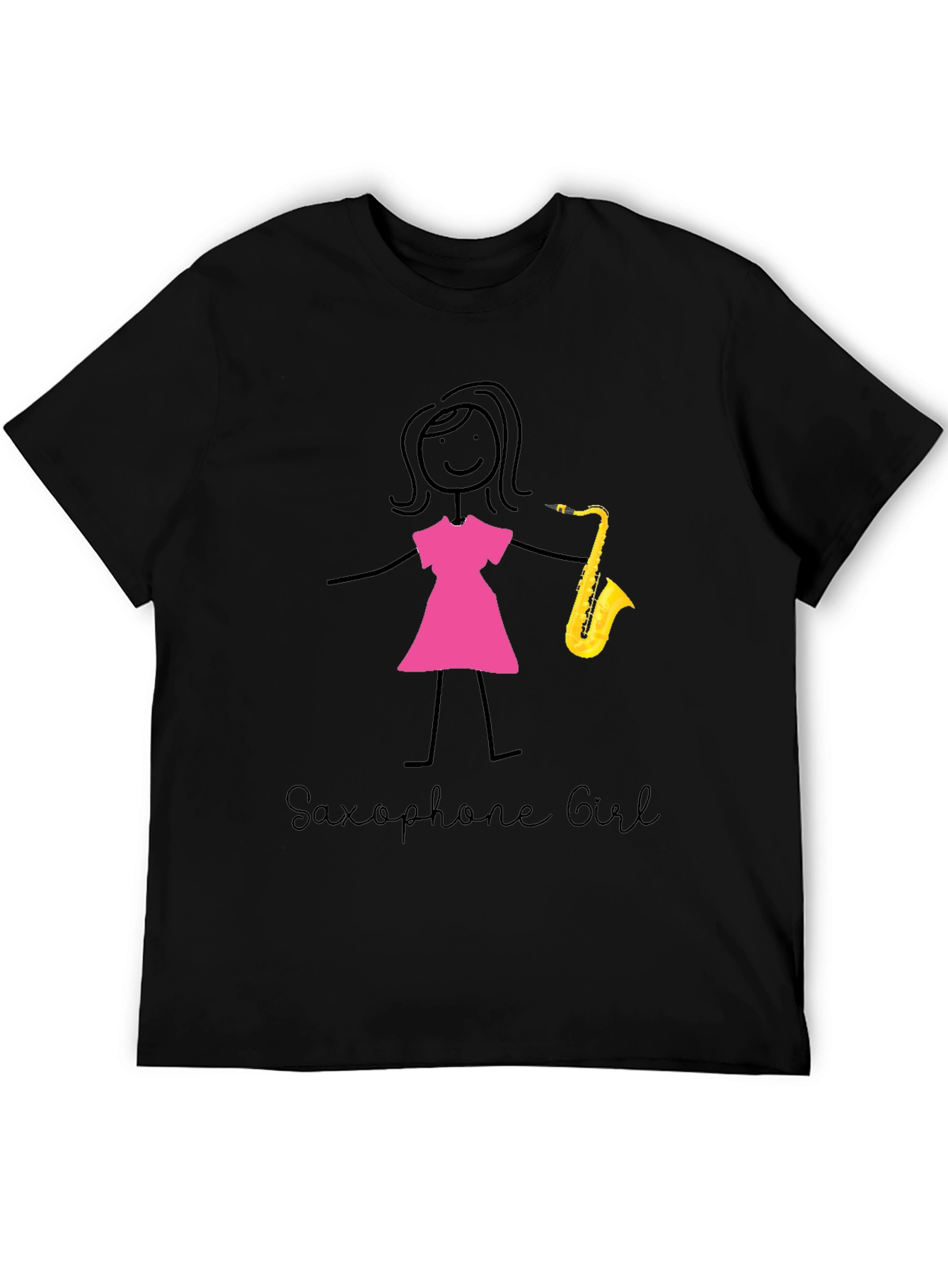 Saxophone Girl Graphic T-Shirt Cotton Tee Music Lover Gift
