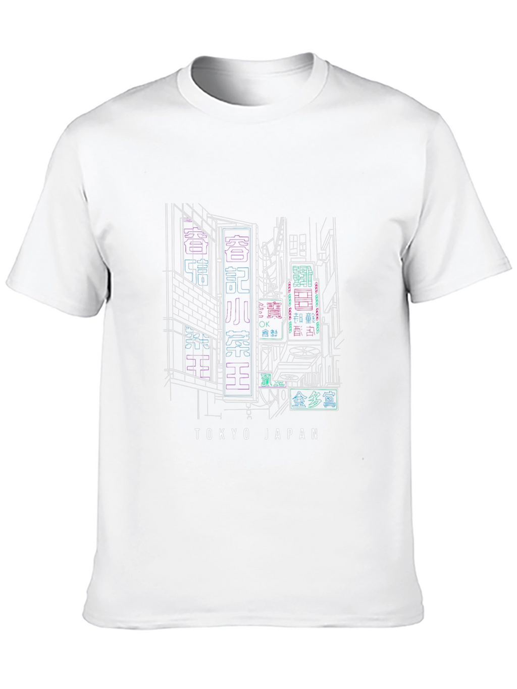Tokyo Japan Neon Cityscape Black T-Shirt