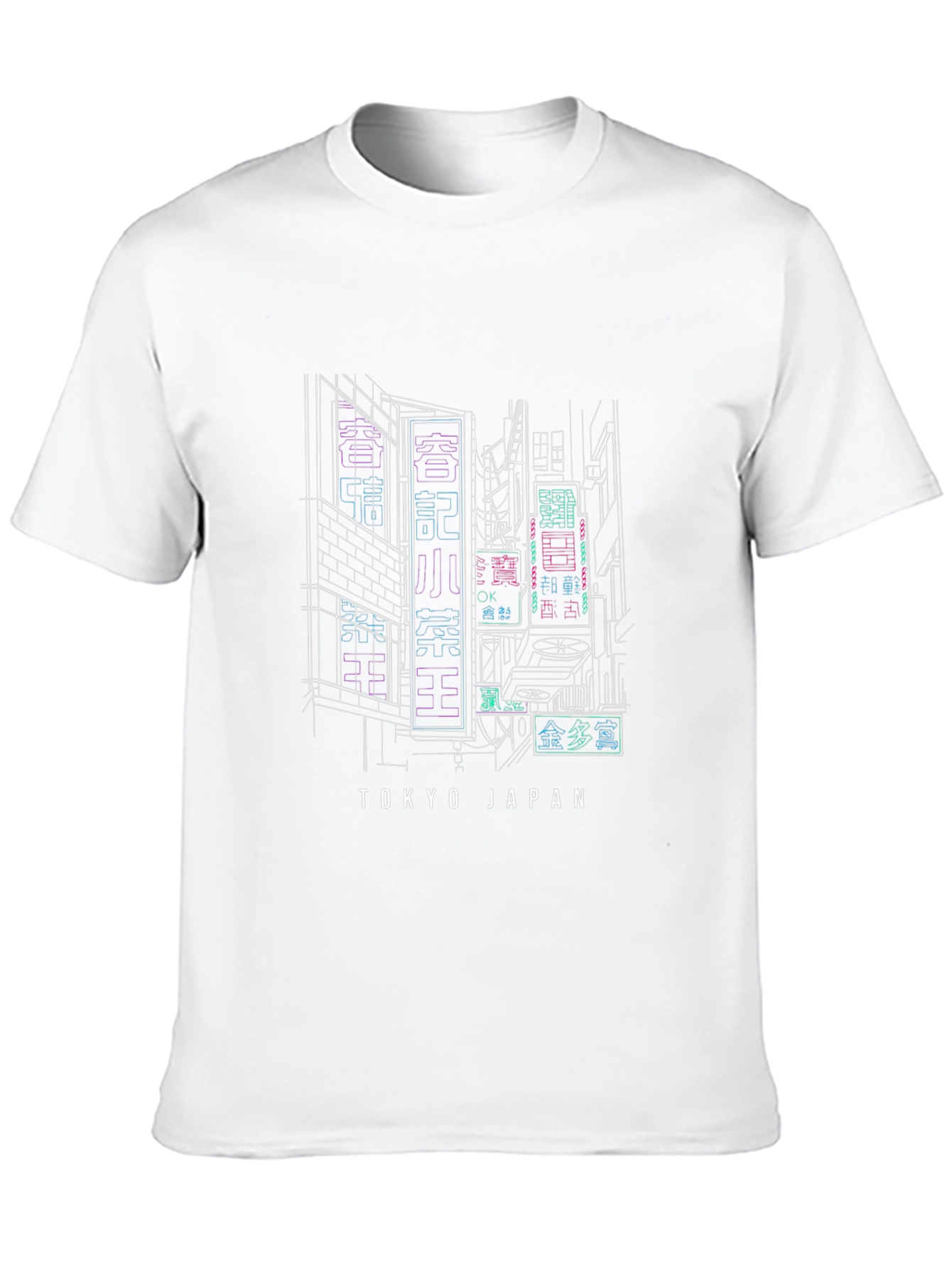 Tokyo Japan Neon Cityscape Black T-Shirt