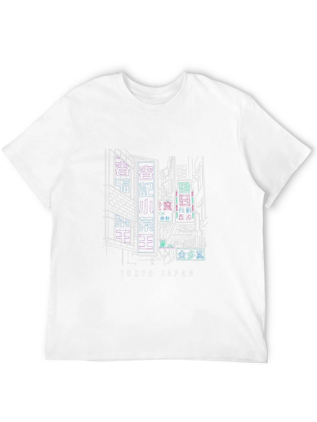 Tokyo Japan Neon Cityscape Black T-Shirt
