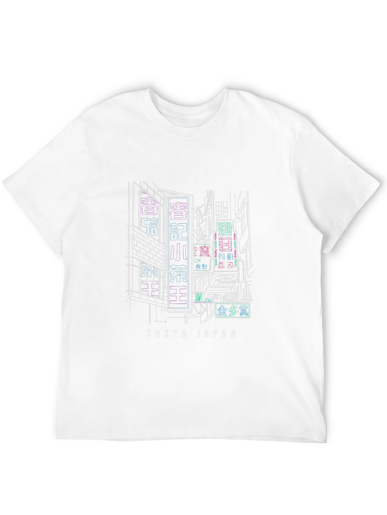 Tokyo Japan Neon Cityscape Black T-Shirt