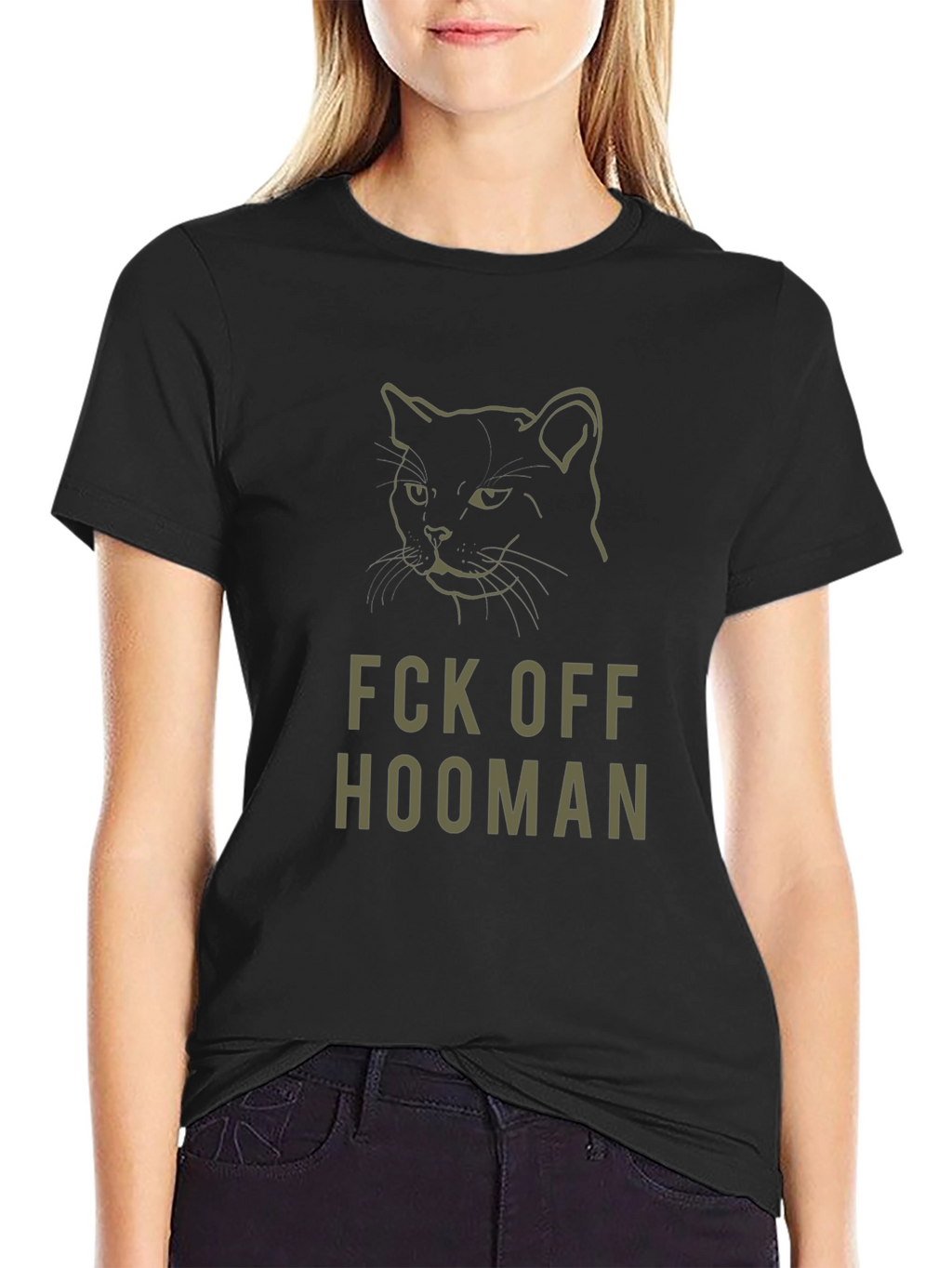 Fck Off Hooman Black Cat Graphic Tee