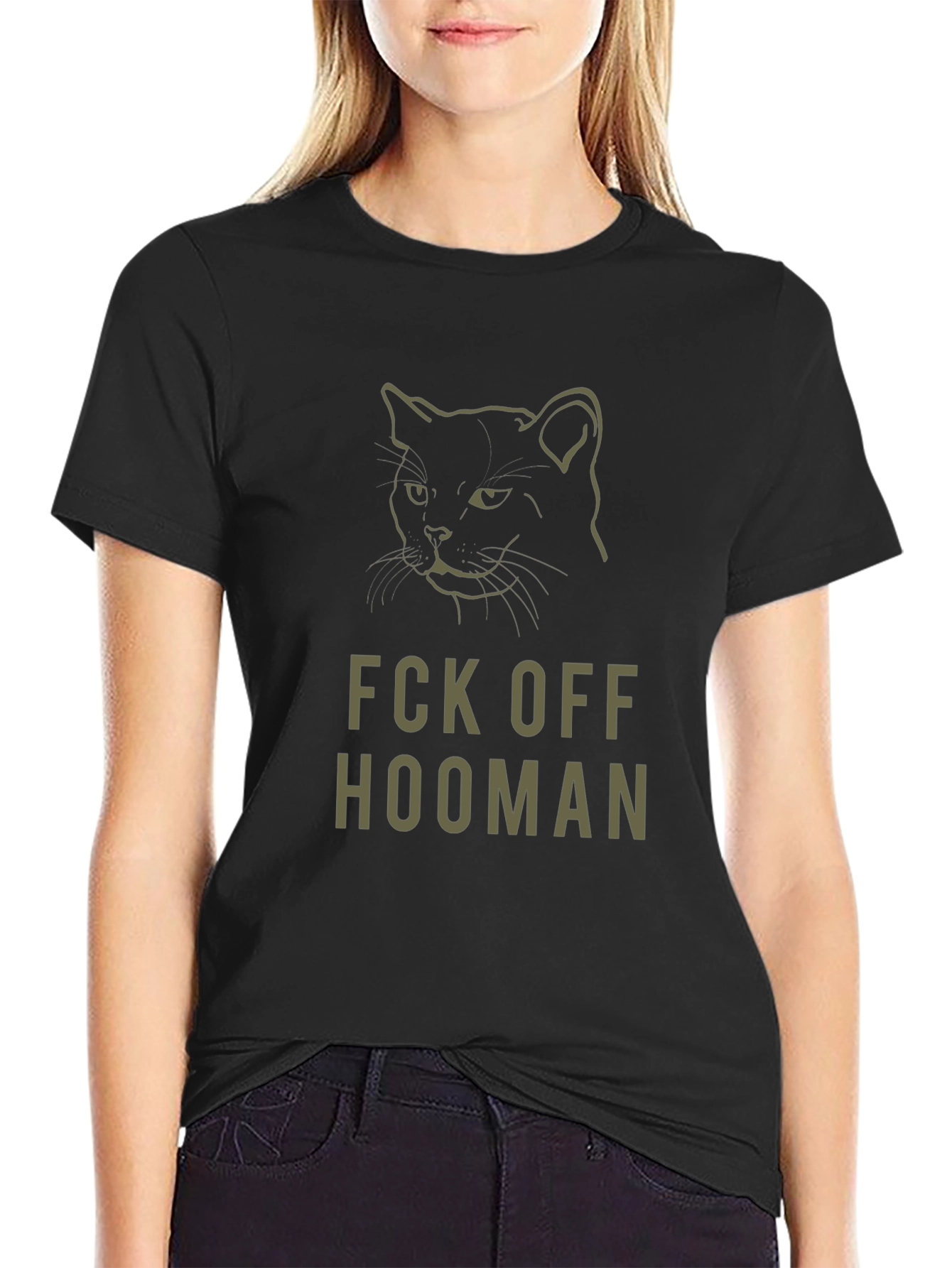 Fck Off Hooman Black Cat Graphic Tee