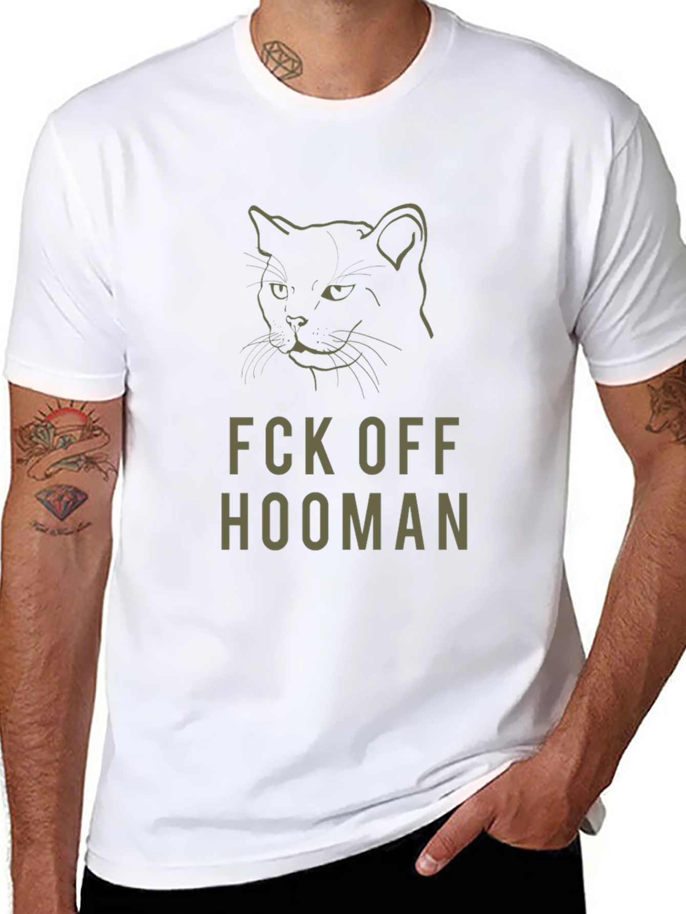 Fck Off Hooman Black Cat Graphic Tee