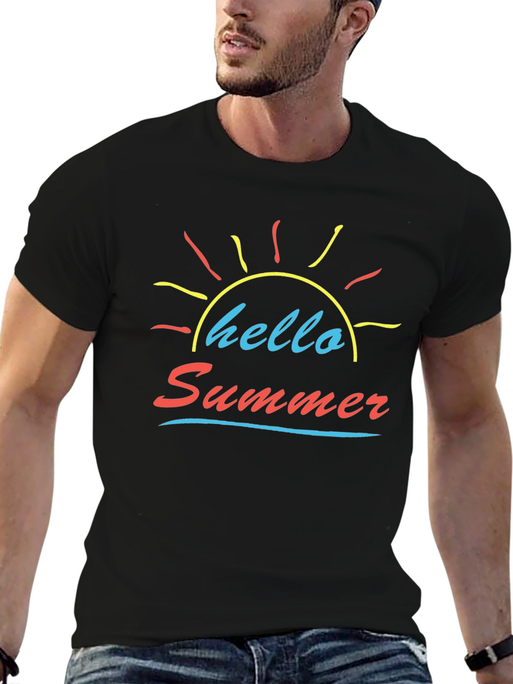 Hello Summer Black Graphic Tee