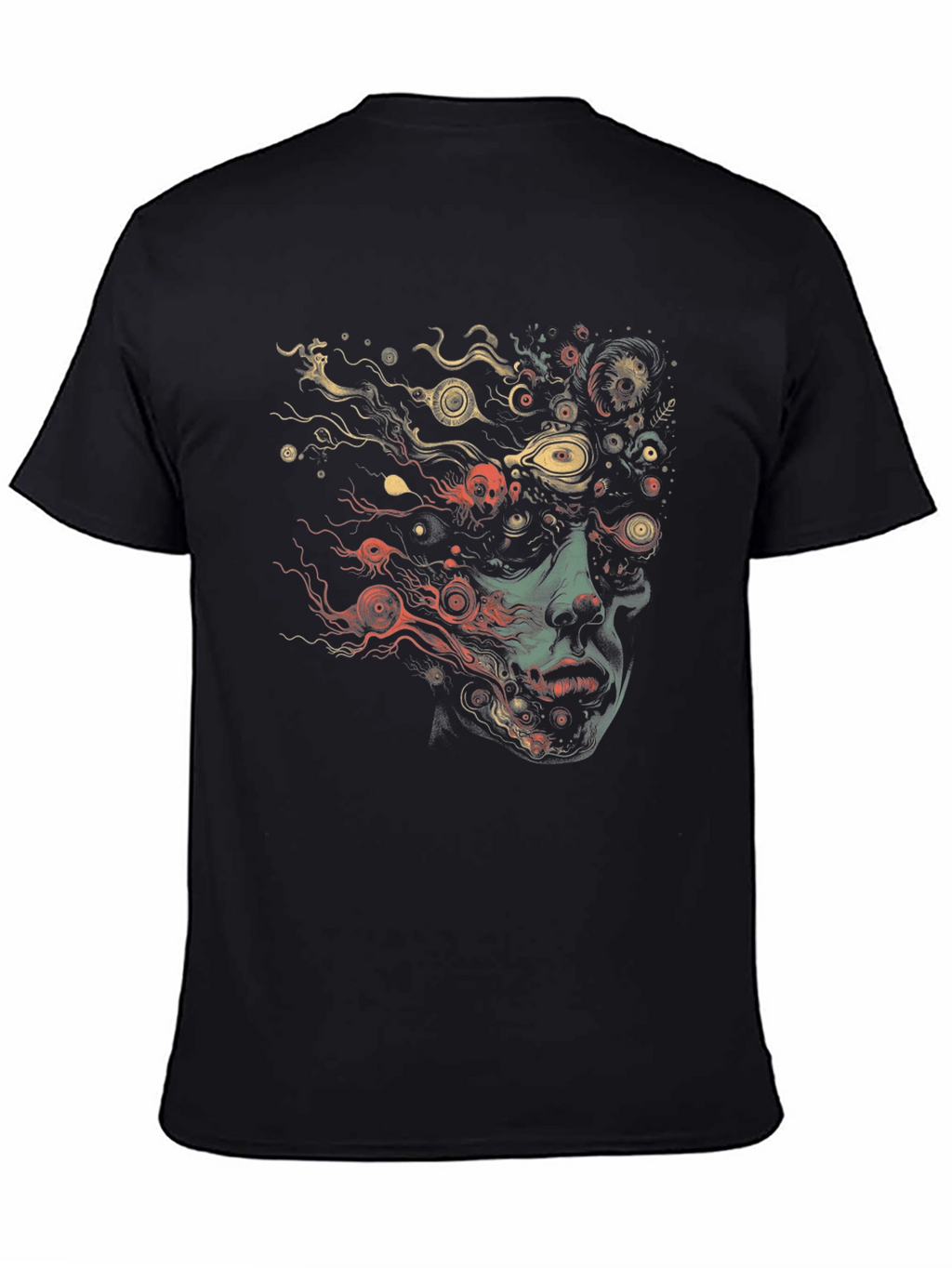 Abstract Face Graphic Black T-Shirt