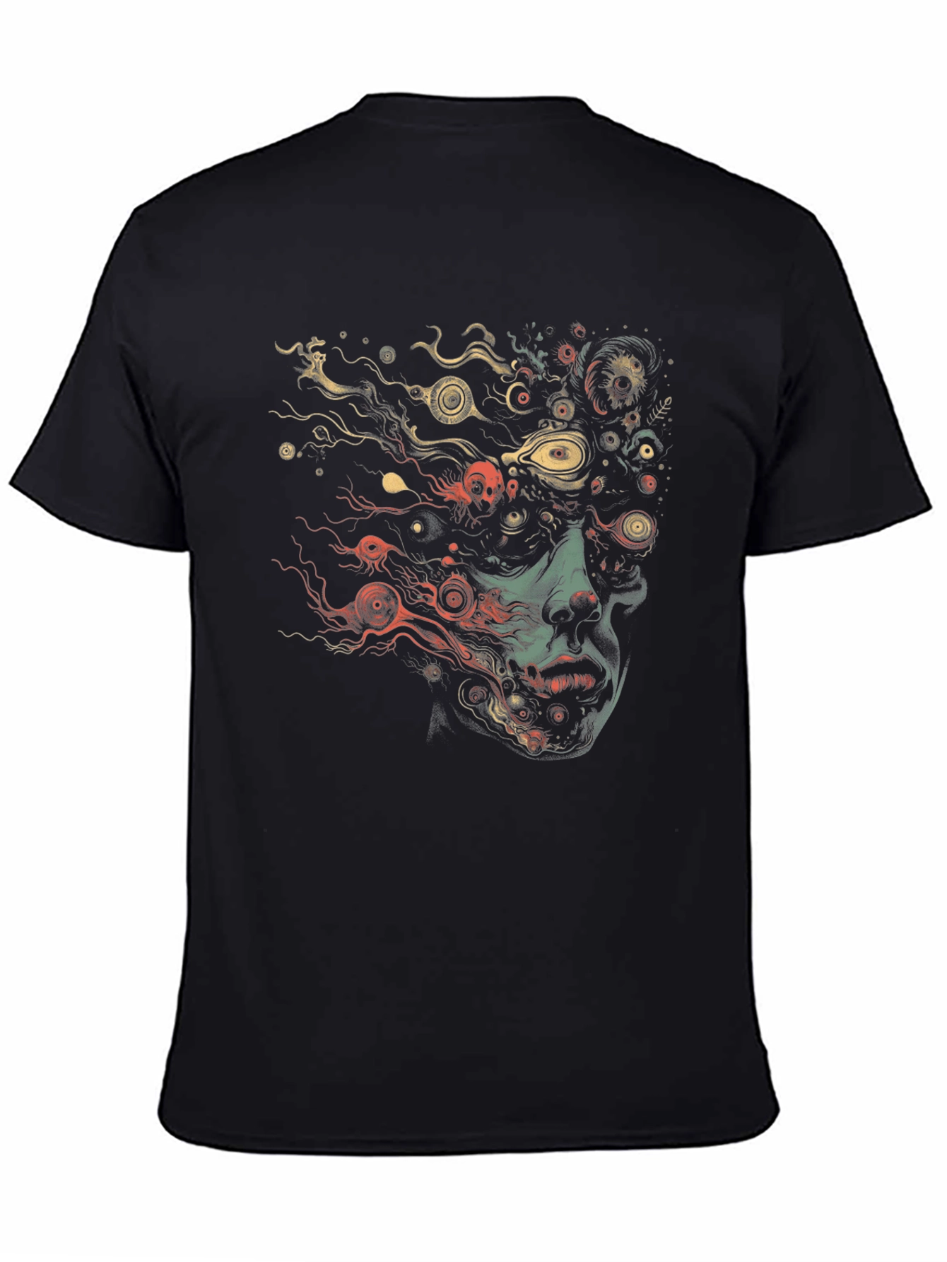 Abstract Face Graphic Black T-Shirt