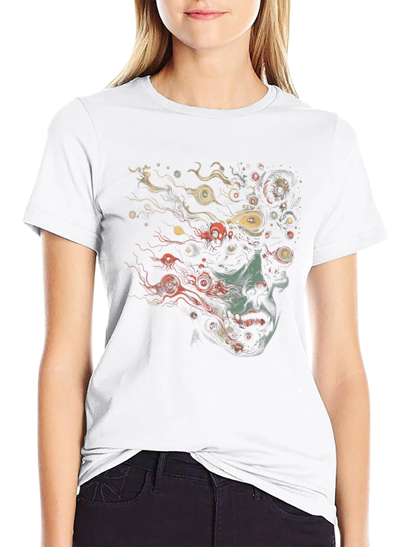 Abstract Face Graphic Black T-Shirt