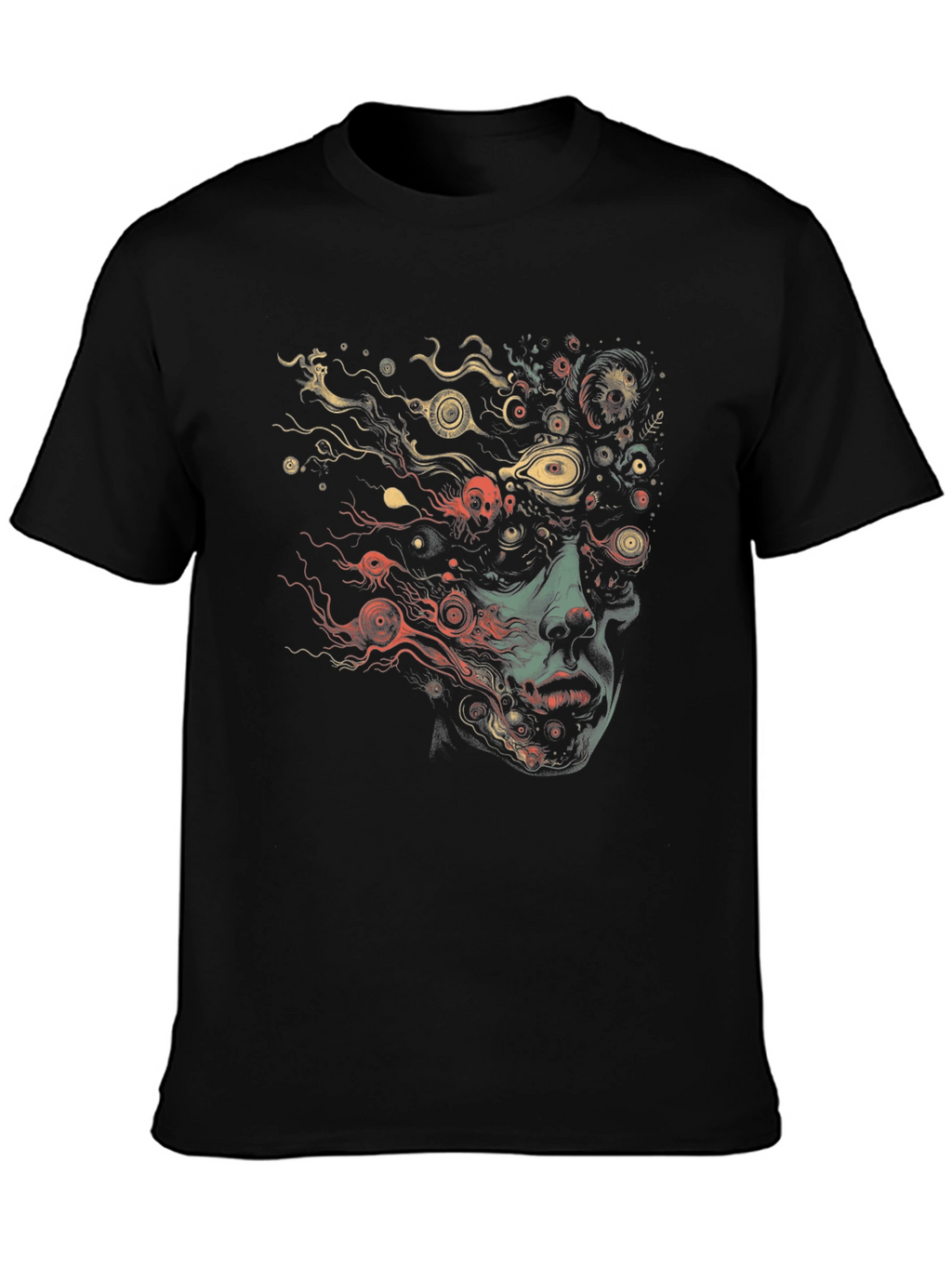 Abstract Face Graphic Black T-Shirt