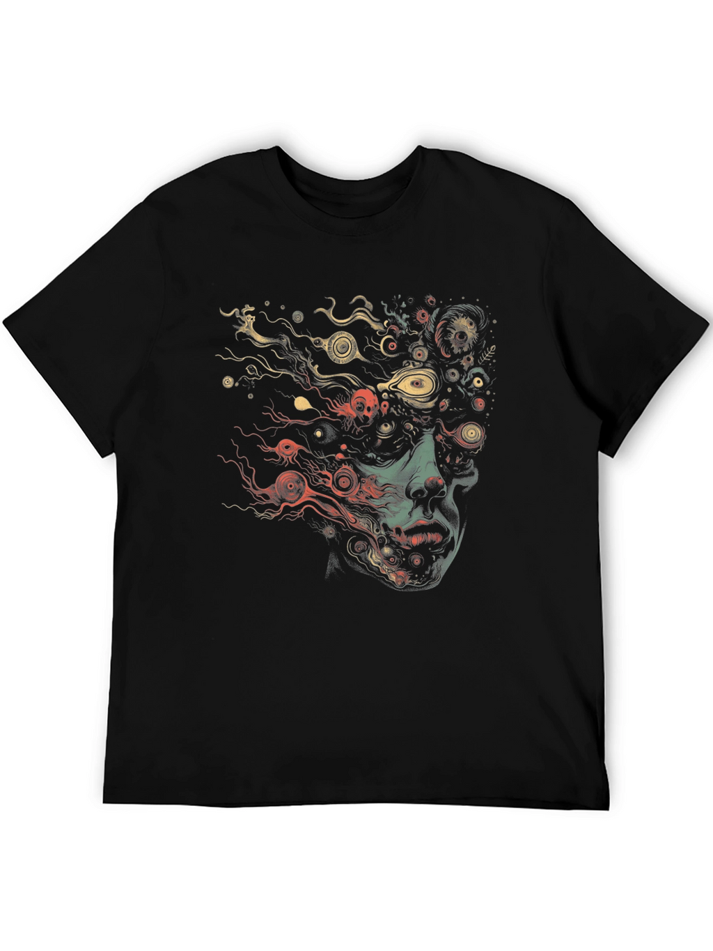Abstract Face Graphic Black T-Shirt
