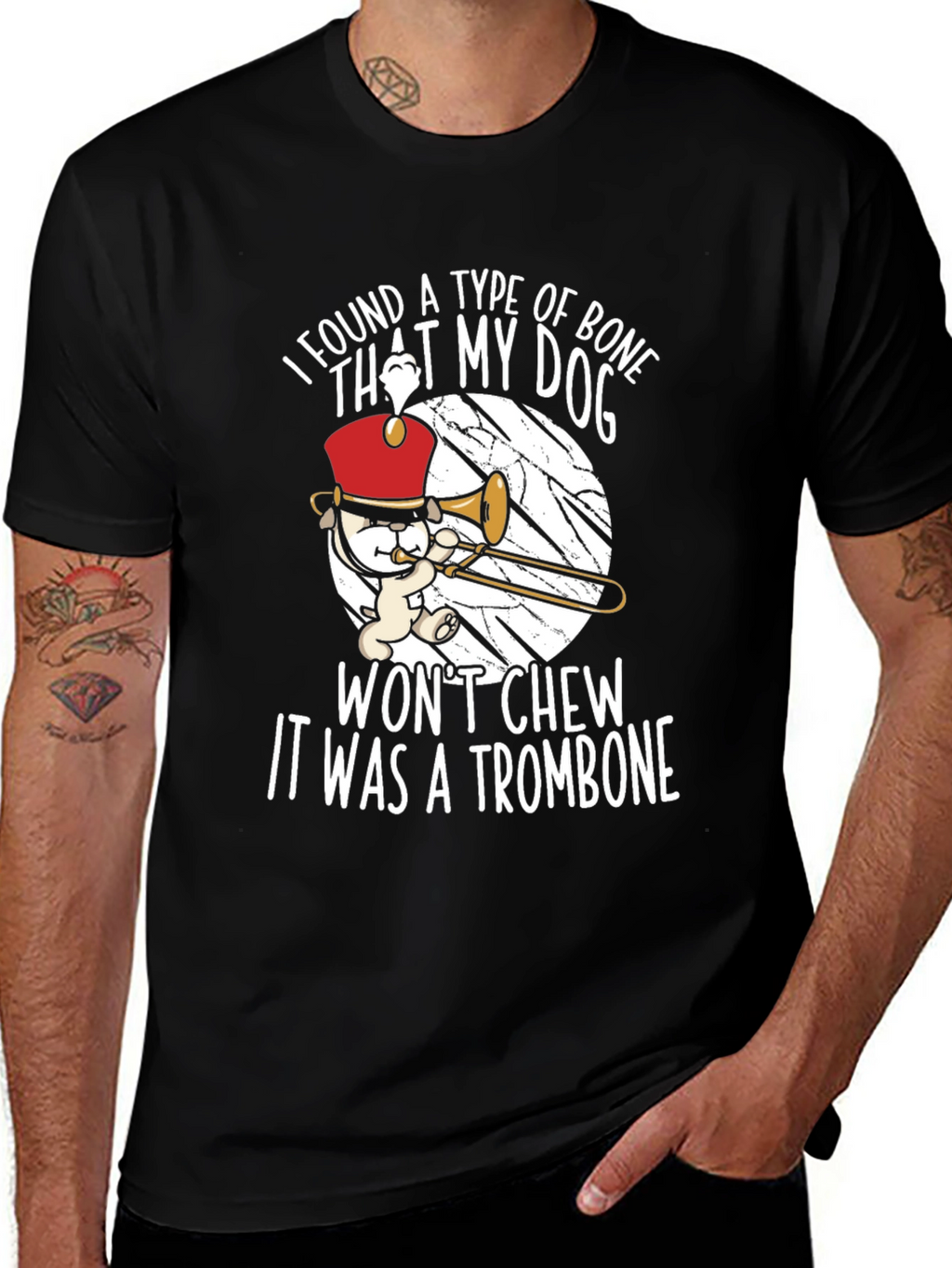 Funny Trombone Dog T-Shirt