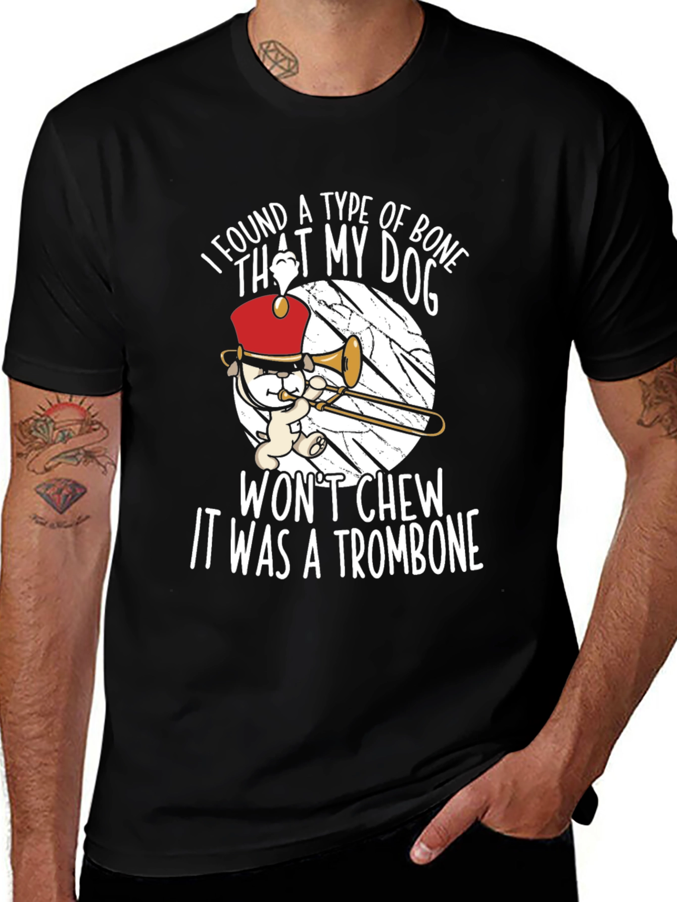 Funny Trombone Dog T-Shirt