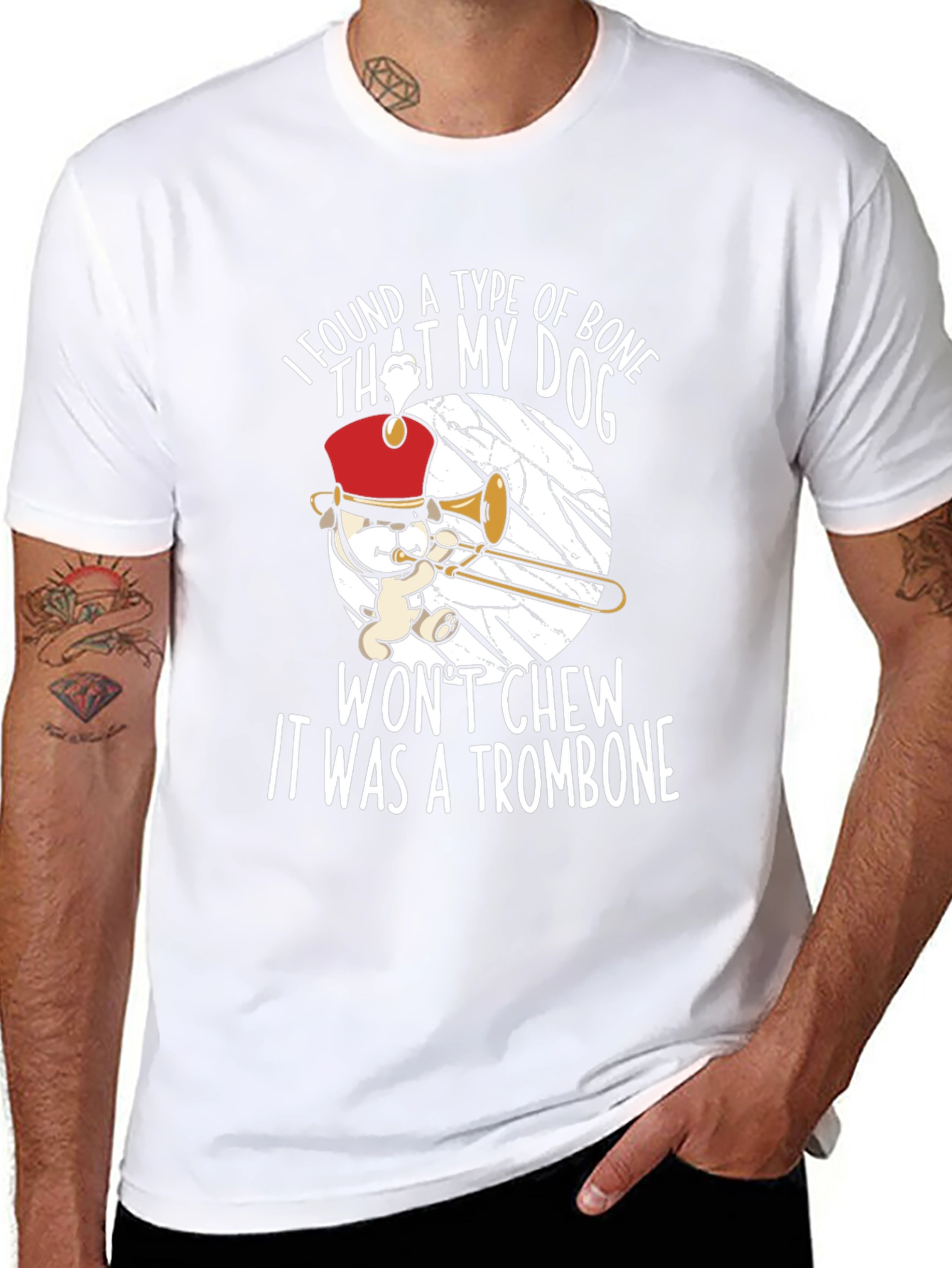 Funny Trombone Dog T-Shirt