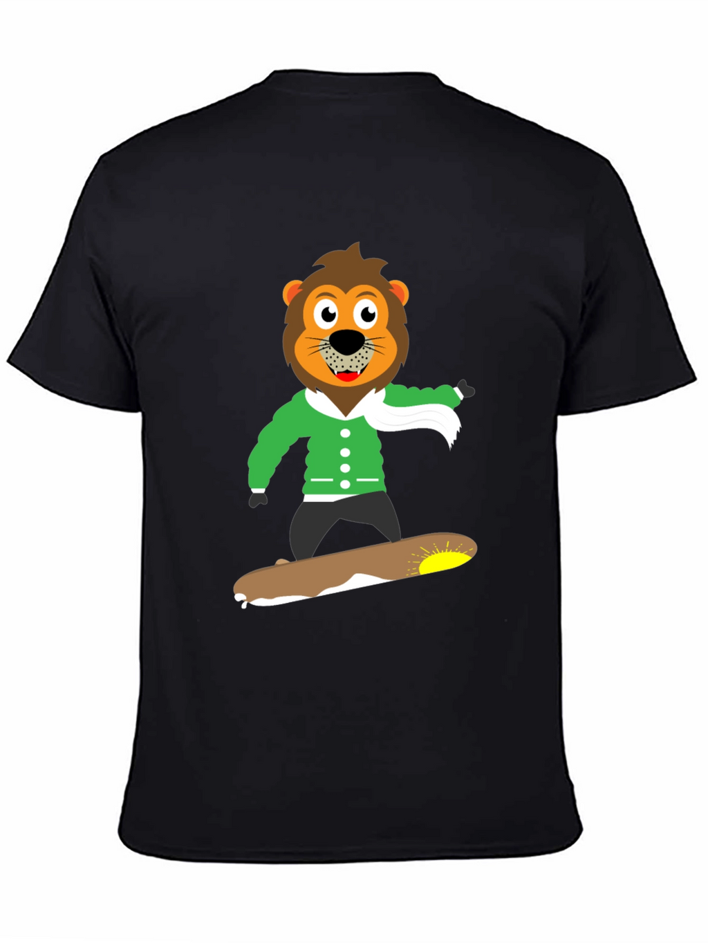 Lion Skateboard Graphic Black T-Shirt