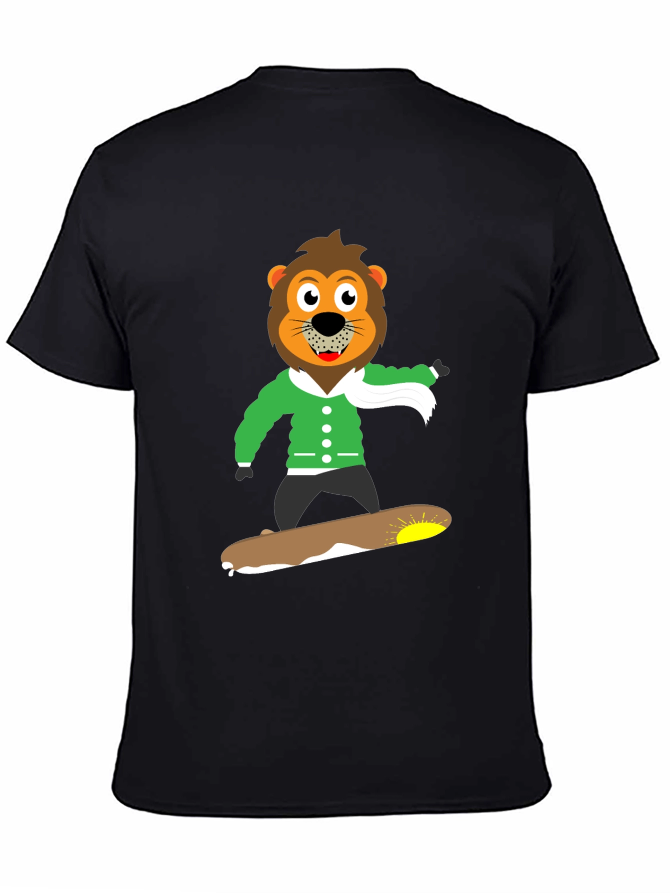 Lion Skateboard Graphic Black T-Shirt