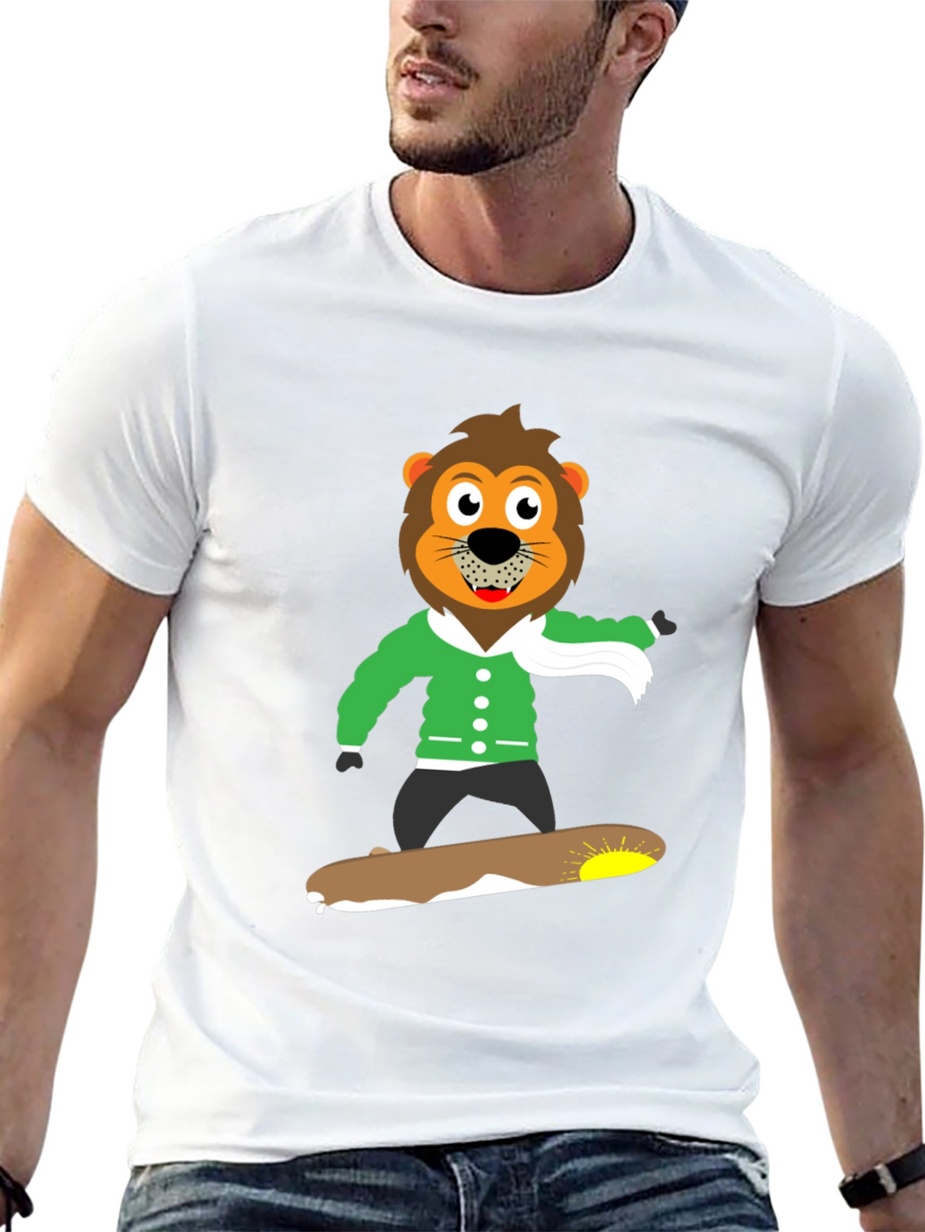Lion Skateboard Graphic Black T-Shirt